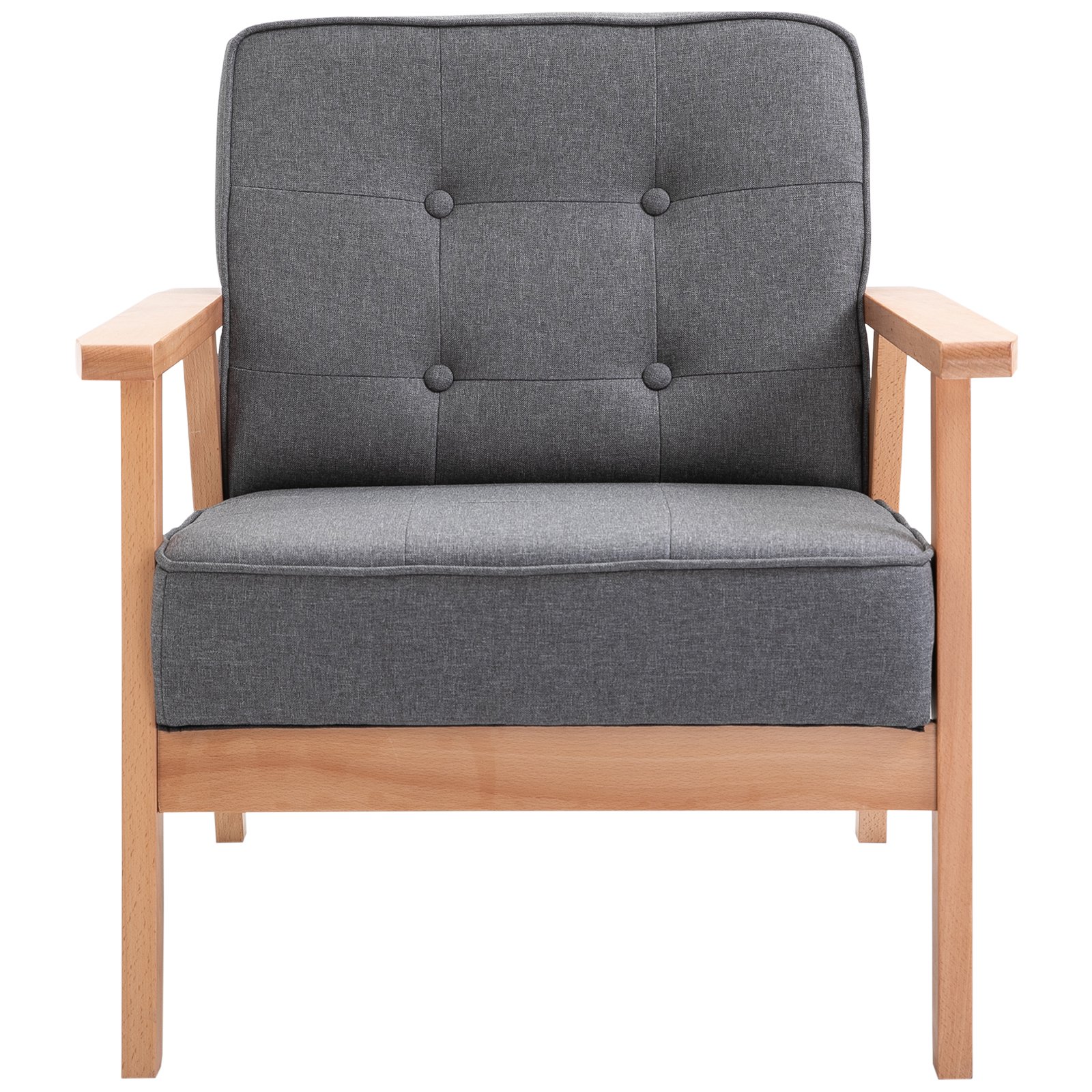  Fotoliu Vintage Stil Scandinav Moale si Confortabil Capitonat cu Butoni, 64,5x70x74 cm, Gri [6]