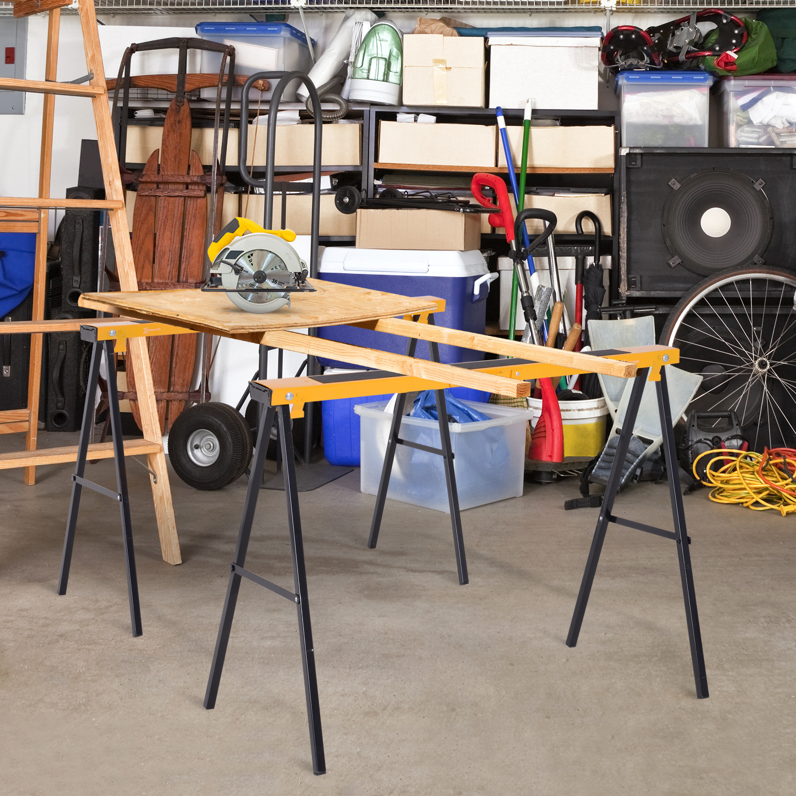 Durhan Set 2 Sevaleti pentru Munca Pliabil din Otel Capacitate 250kg [1]