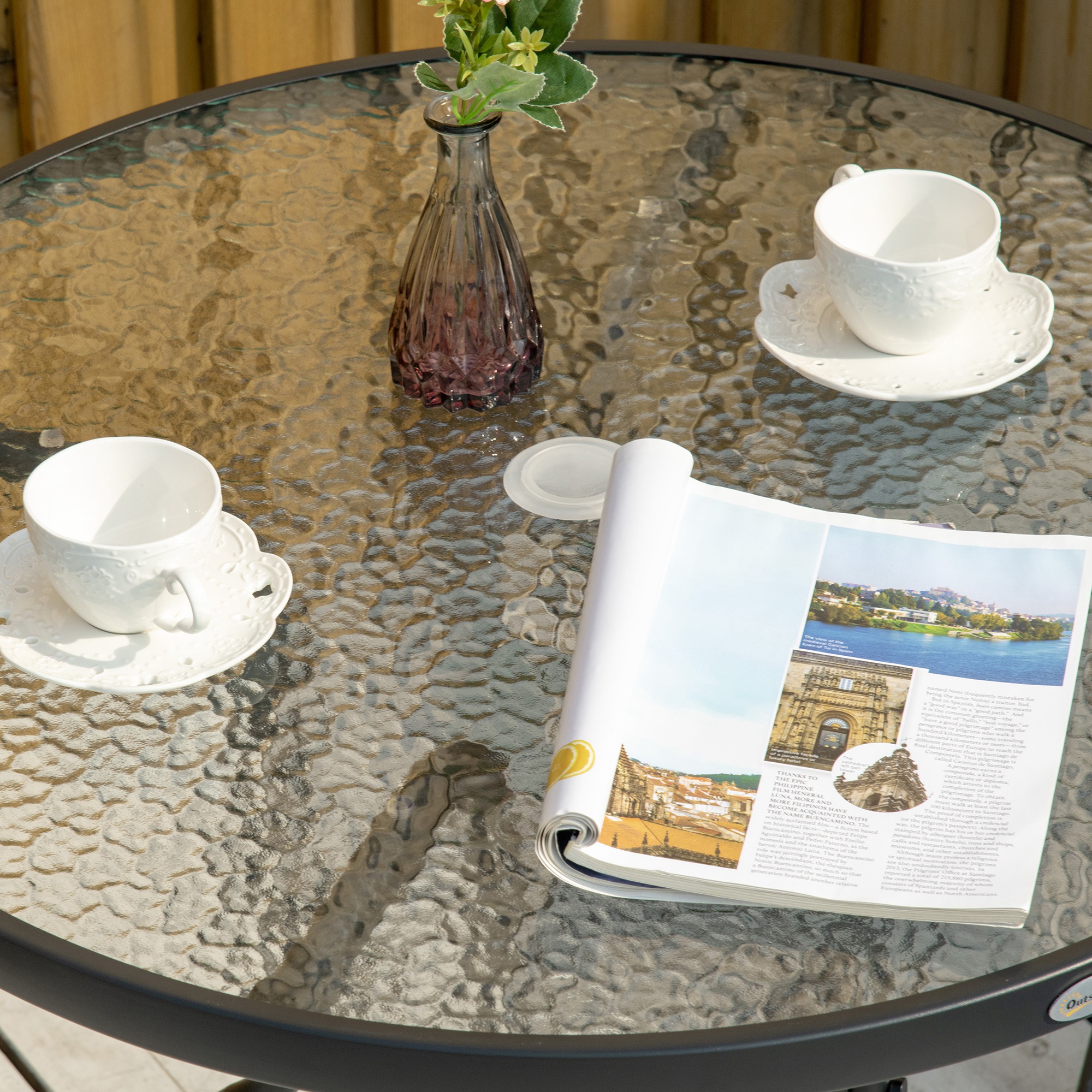  Masa de Gradina Rotunda cu Orificiu, 80cm, Neagra [7]