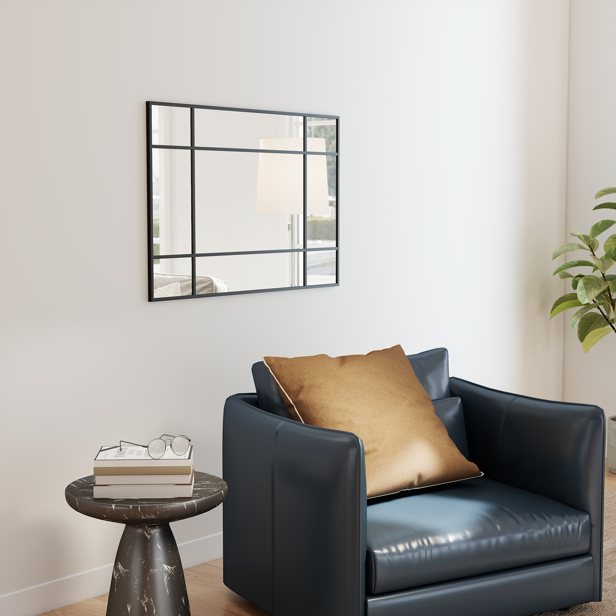  Oglinda Perete - Dreptunghiulara cu Cadru Metalic Stil Fereastra [8]