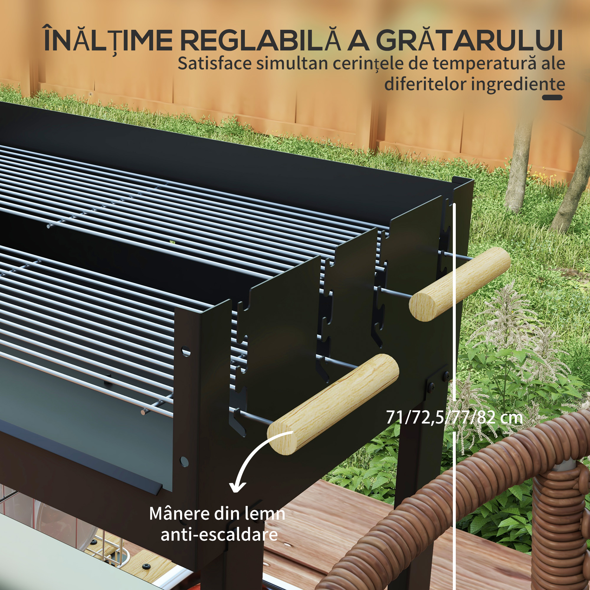  Gratar Barbecue Carucior cu Carbune cu Grilaj Dublu [4]