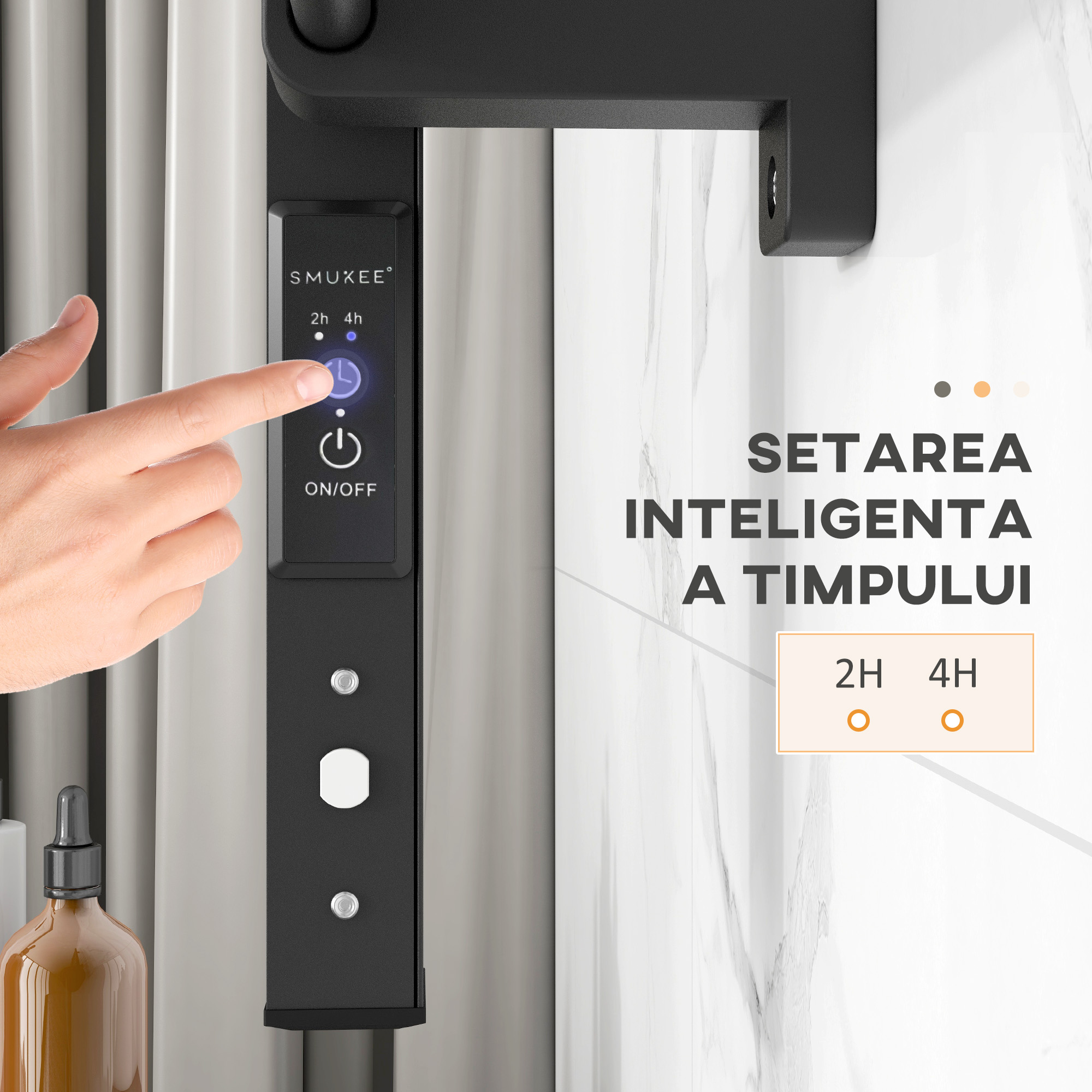  Uscator Electric de Prosoape, Cuier incalzit cu 8 Bare si Temporizator de 2 sau 4 Ore, 53x35x90 cm, Negru [4]