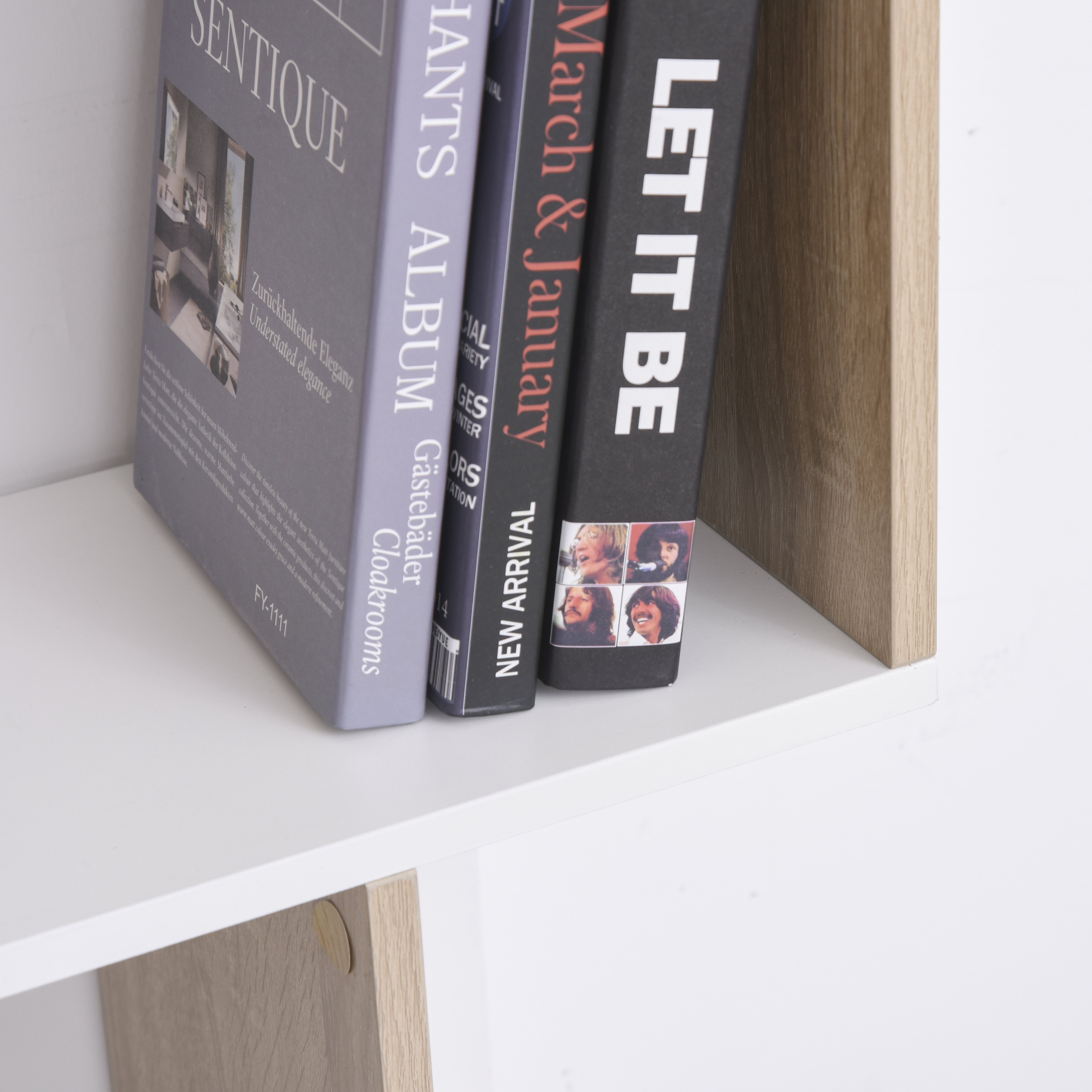  Biblioteca 100×27×124 cm - Lemn Stejar & Alb cu 8 Rafturi [8]