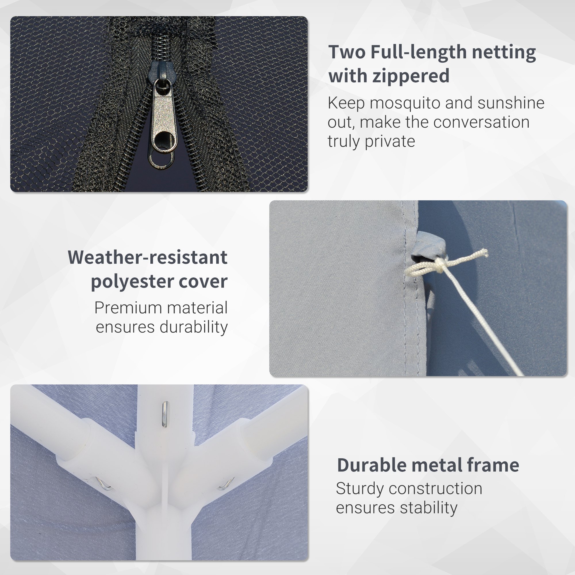  Foisor de Gradina 3x3m cu Plasa de Tantari din Poliester si Metal [4]