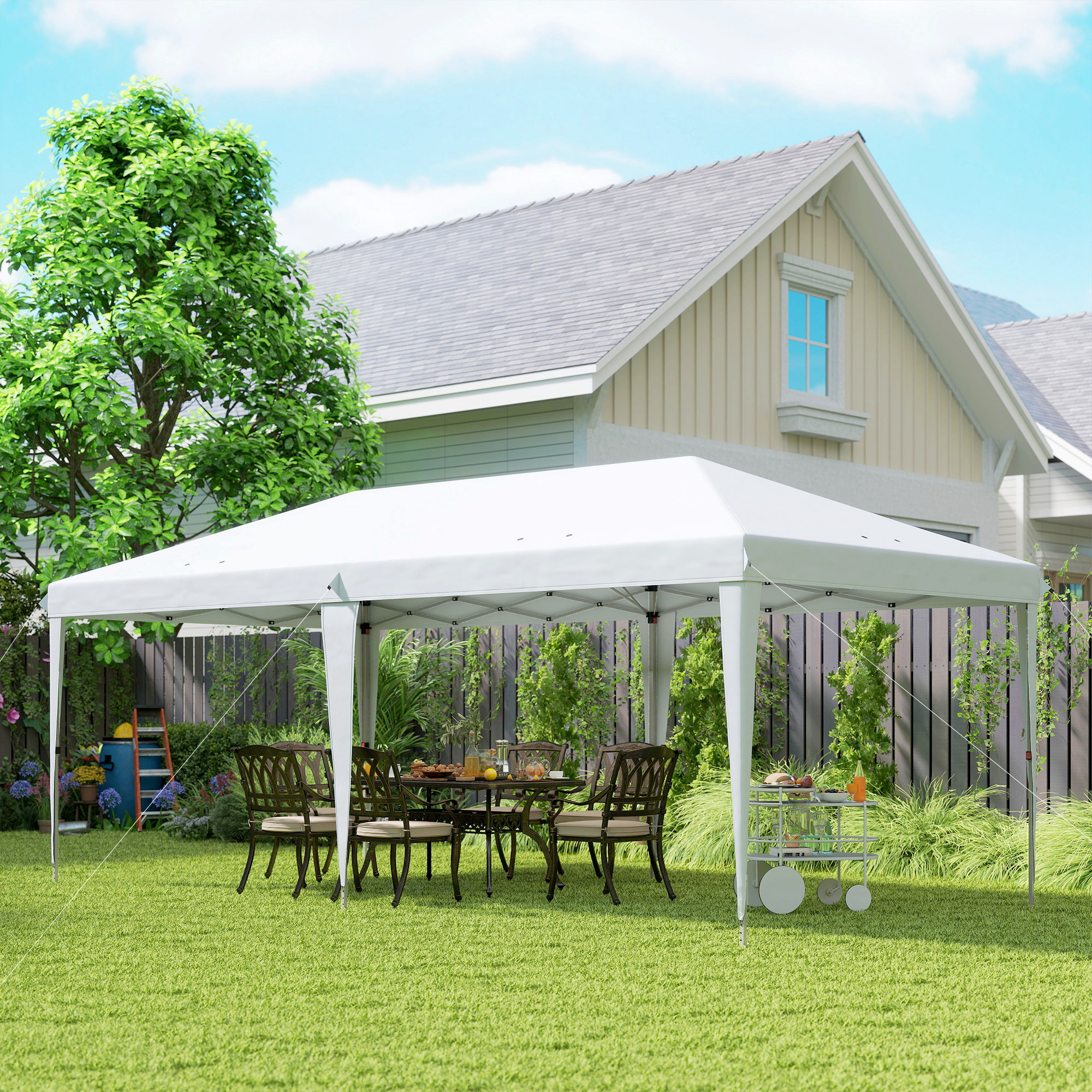  Foisor 6 x 3 m pentru gradina, pop-up pliabil, geanta inclusa, otel epoxidic, Oxford, densitate mare, gri [8]