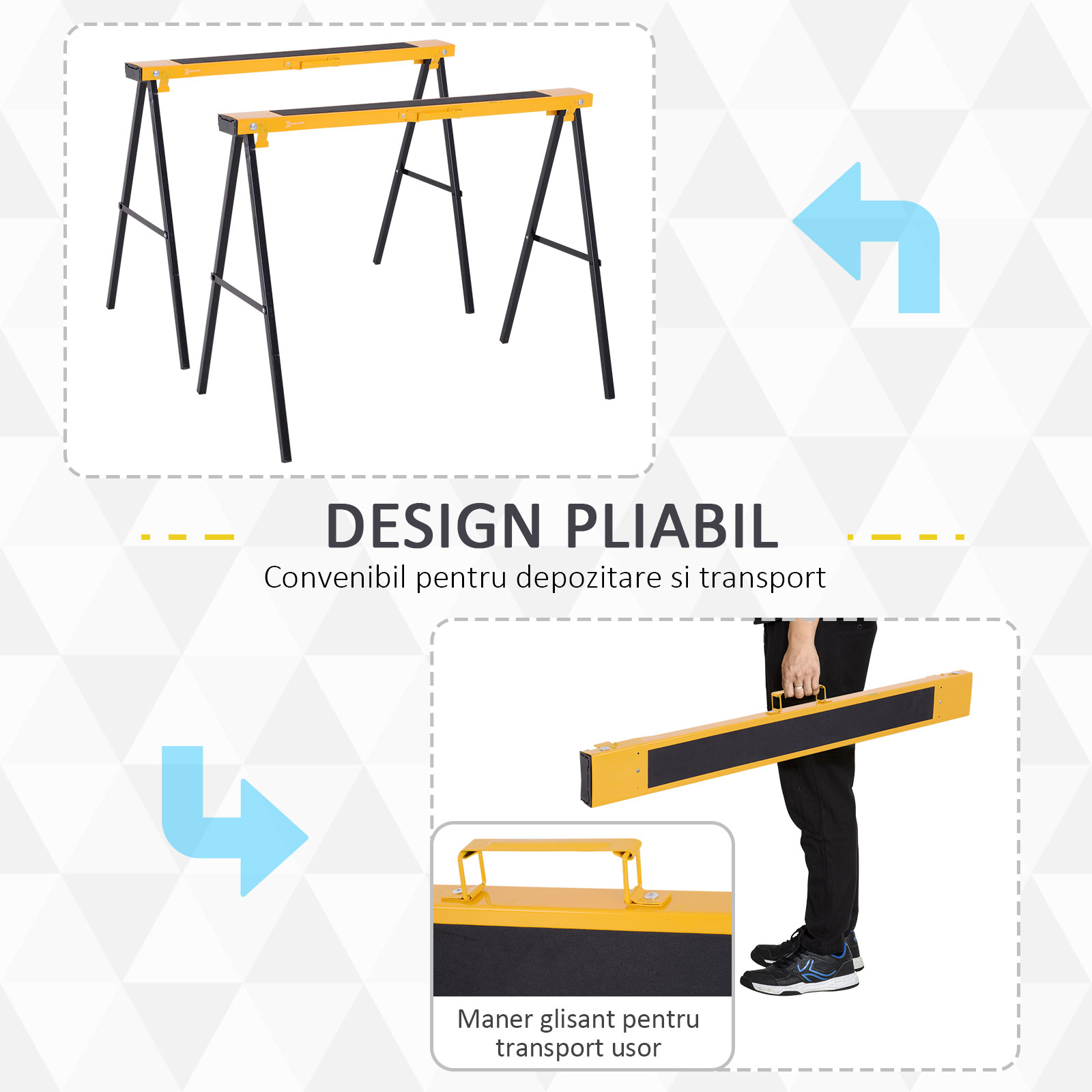 Durhan Set 2 Sevaleti pentru Munca Pliabil din Otel Capacitate 250kg [3]