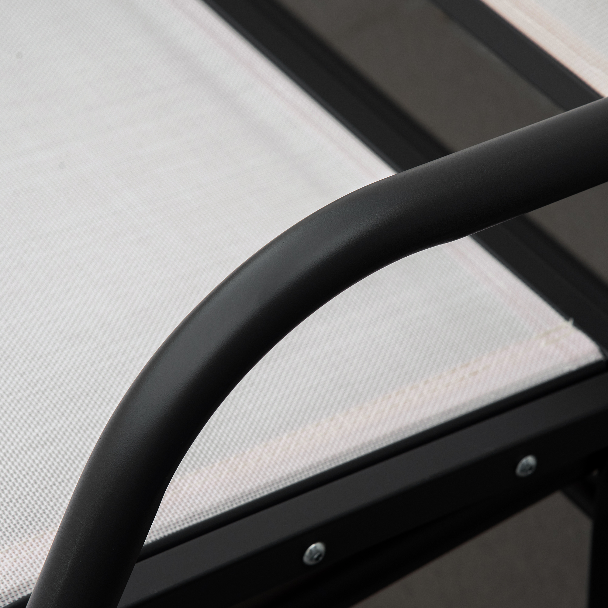  Banca Balansoar de Gradina 3 Locuri din Metal si Tesatura, 147x70x85cm, Bej [8]