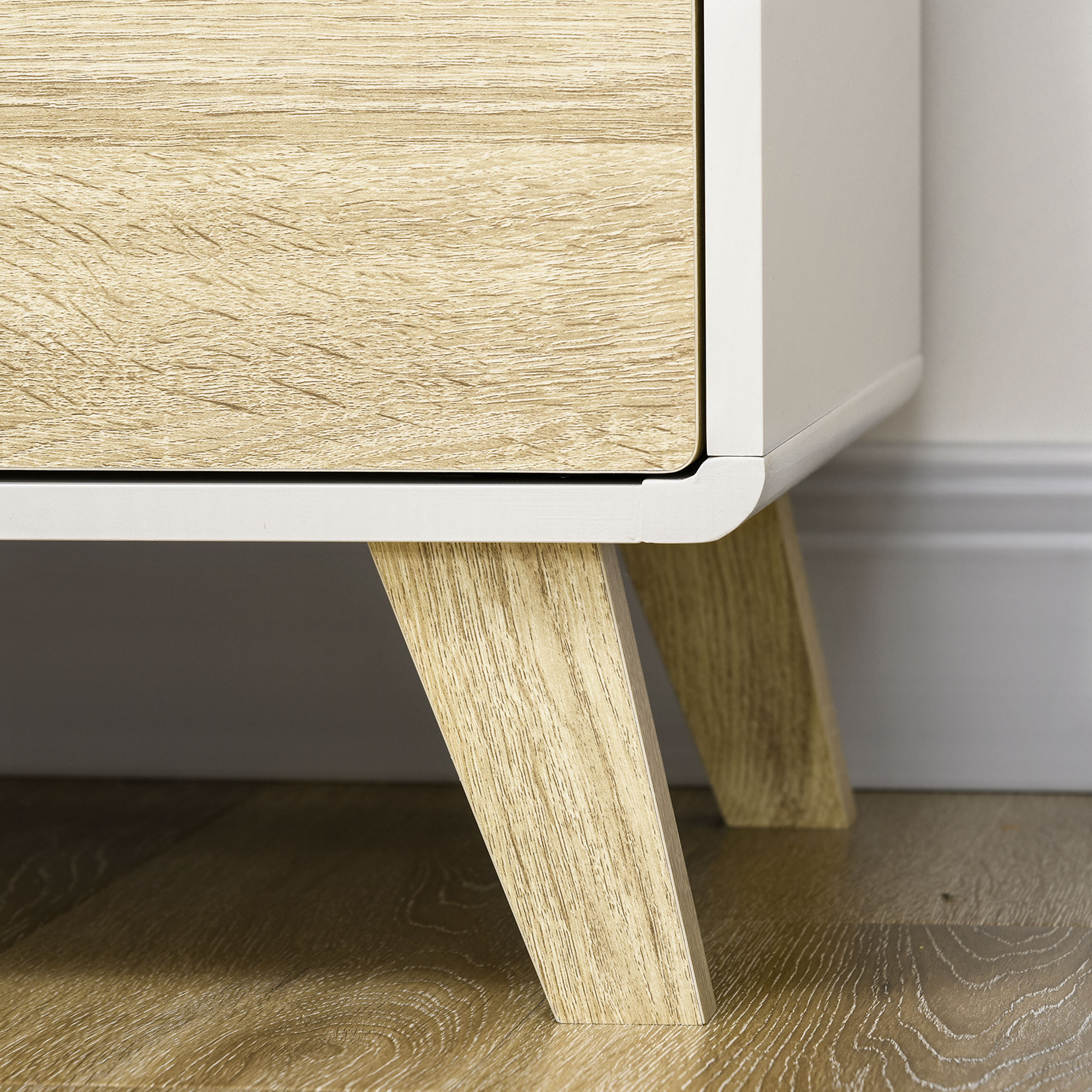  Mobilier multifunctional cu 2 usi de presiune si rafturi reglabile, dulap de living si dormitor din lemn, 80x40x70cm, alb si stejar [8]