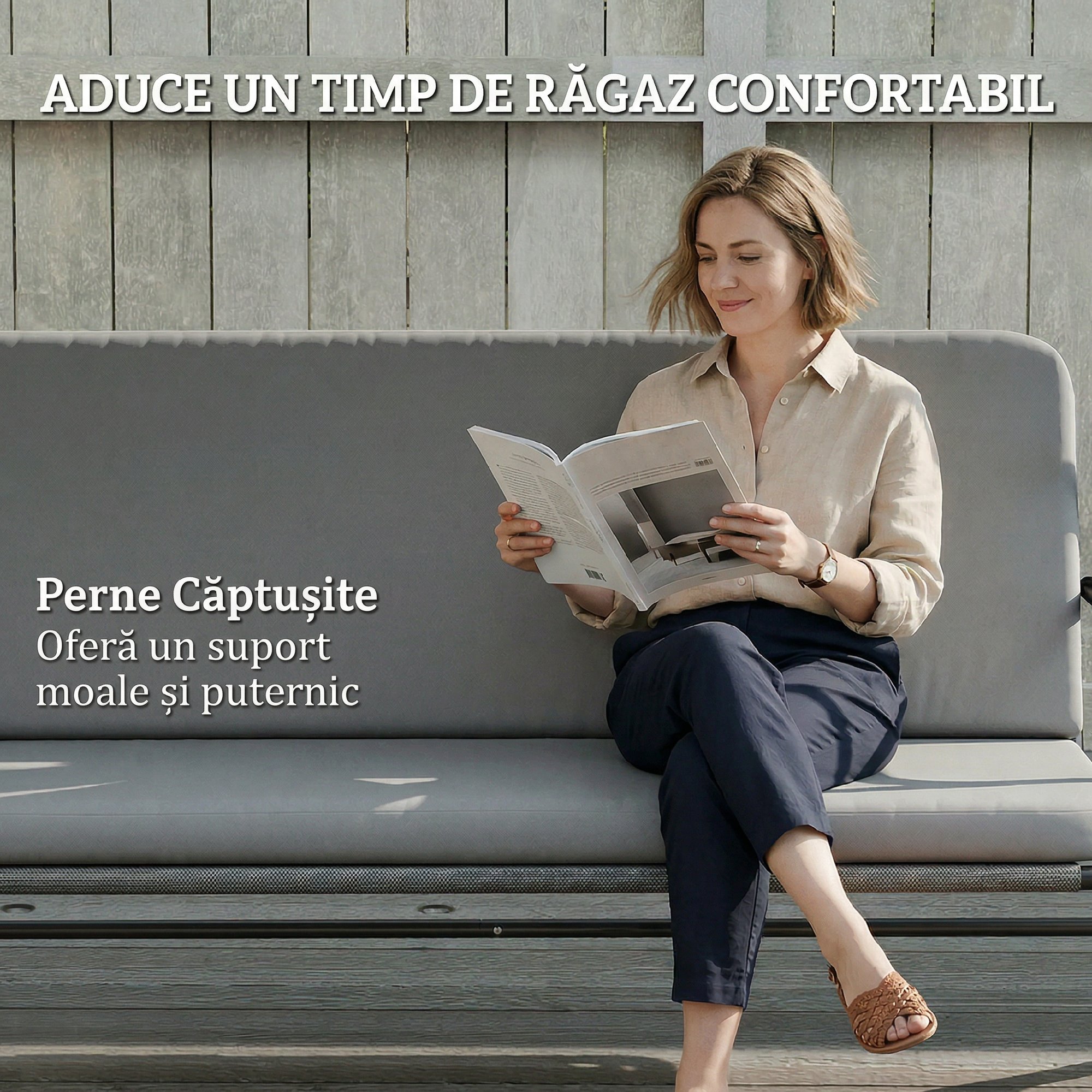  Balansoar de Gradina cu 3 Locuri, cu Copertina Reglabila Impermeabila si Perna Detasabila, Capacitate Maxima 360 kg, 208 x 125 x 180 cm, Gri [6]