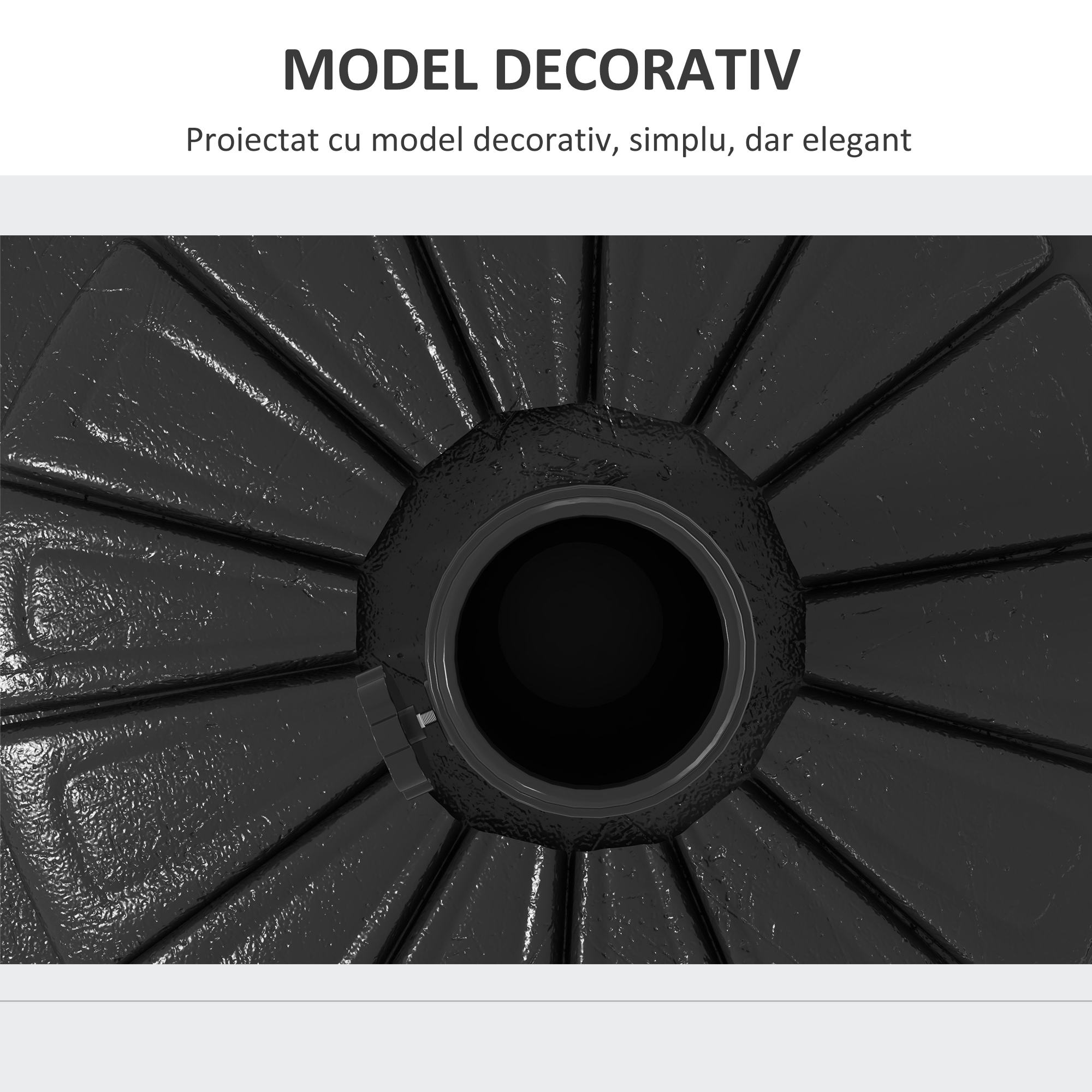  Baza Rotunda pentru Umbrela Ø43cm, 13kg din Ciment pentru Stalpi de 38mm si 48mm, Negru [5]