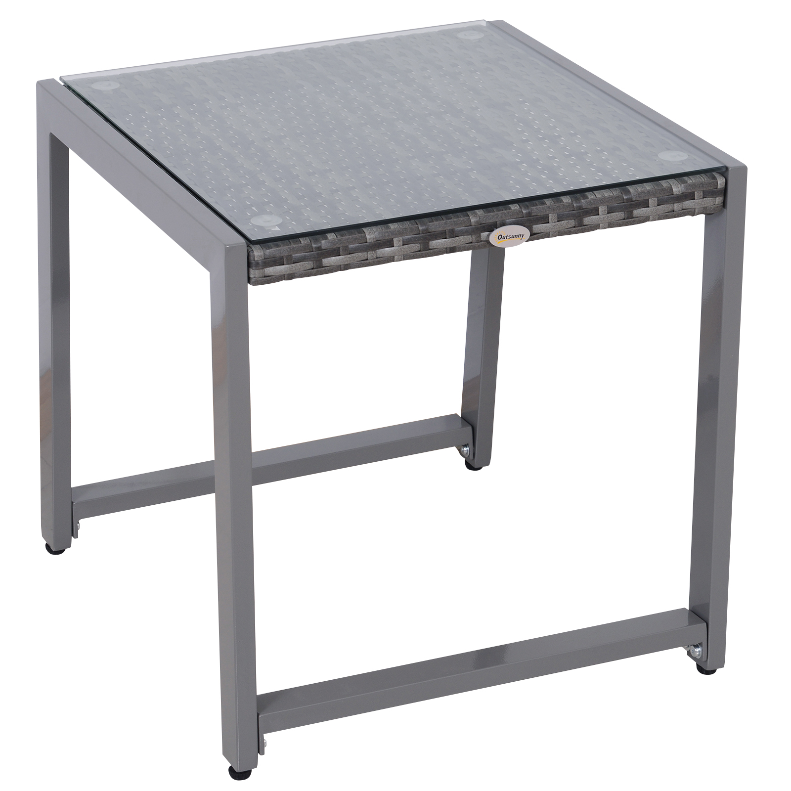 Gradina & balcon -  masuta exterior, blat sticla, 50x50x50cm, gri