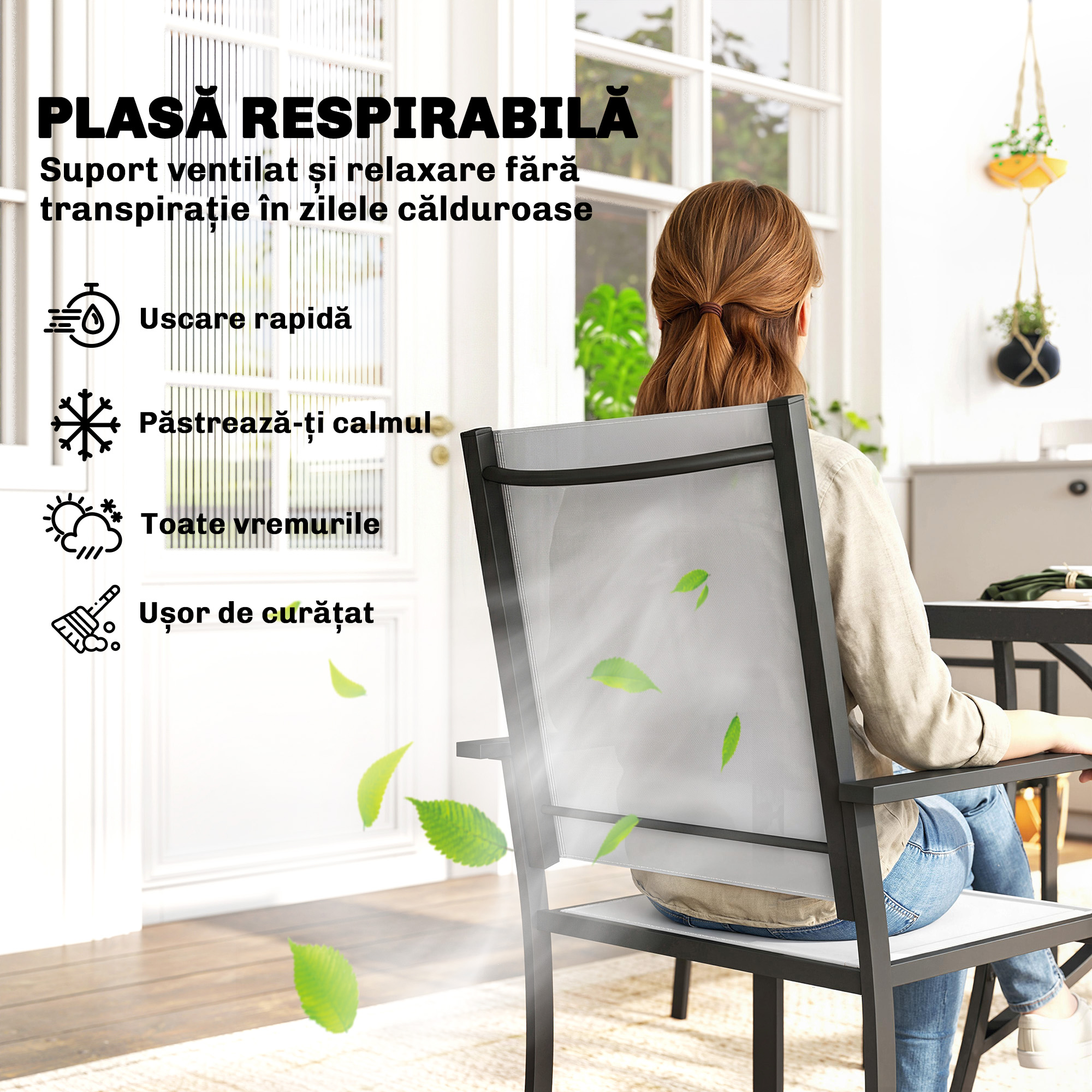  Set de Pranz Gradina cu Orificiu pentru Umbrela, Masa, Scaune pentru 4, Gri Deschis [5]