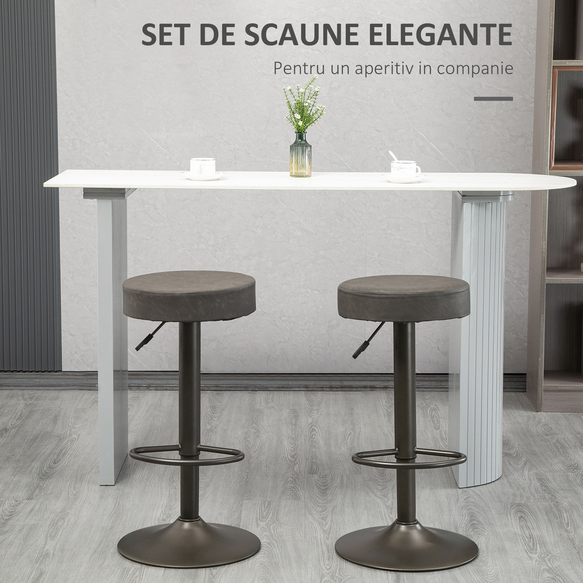 Set 2 Scaune Bar Pivotante & Reglabile 35×36×64-85 cm [3]
