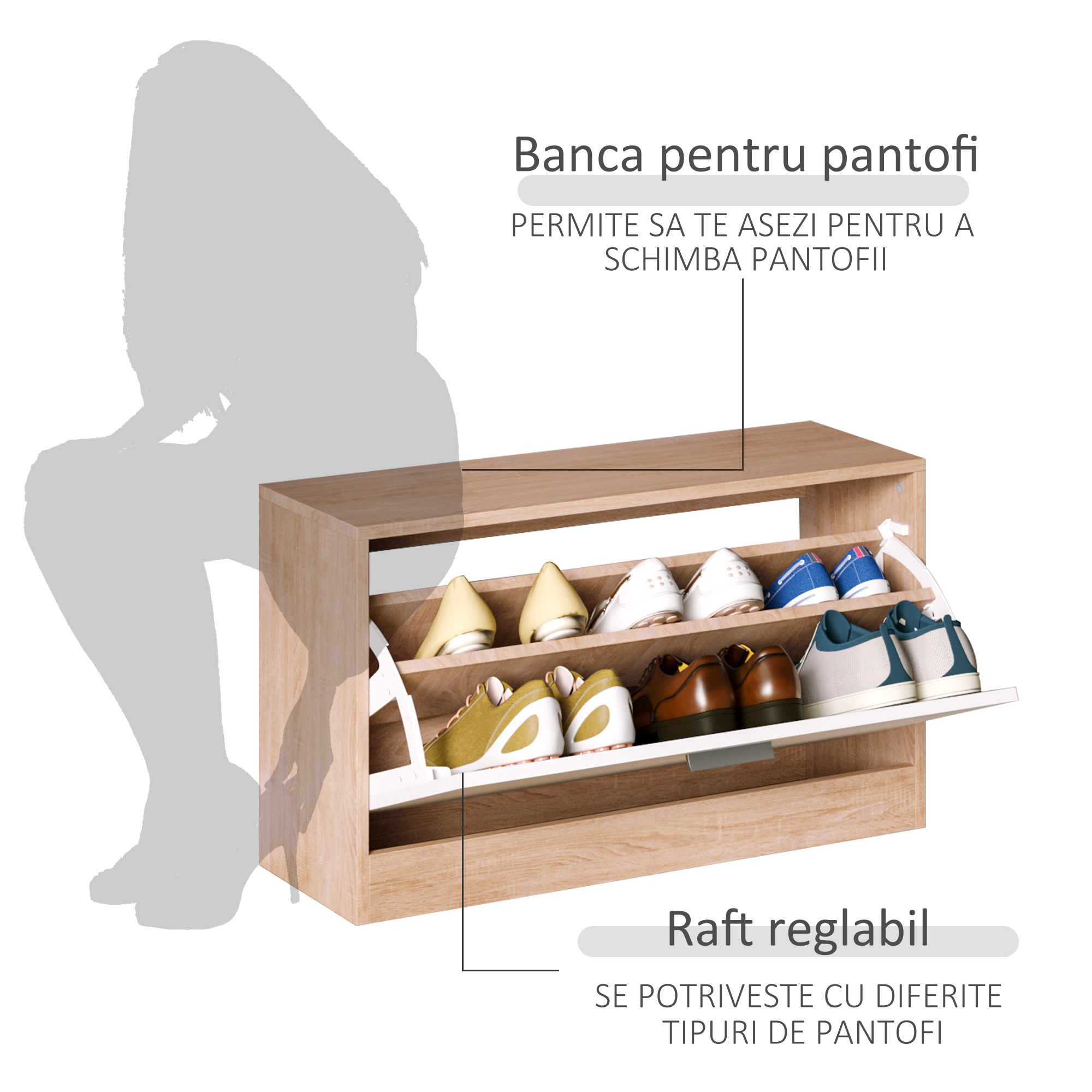  Set Hol 3 Piese - Dulap Pantofi, Cuier & Oglinda [4]