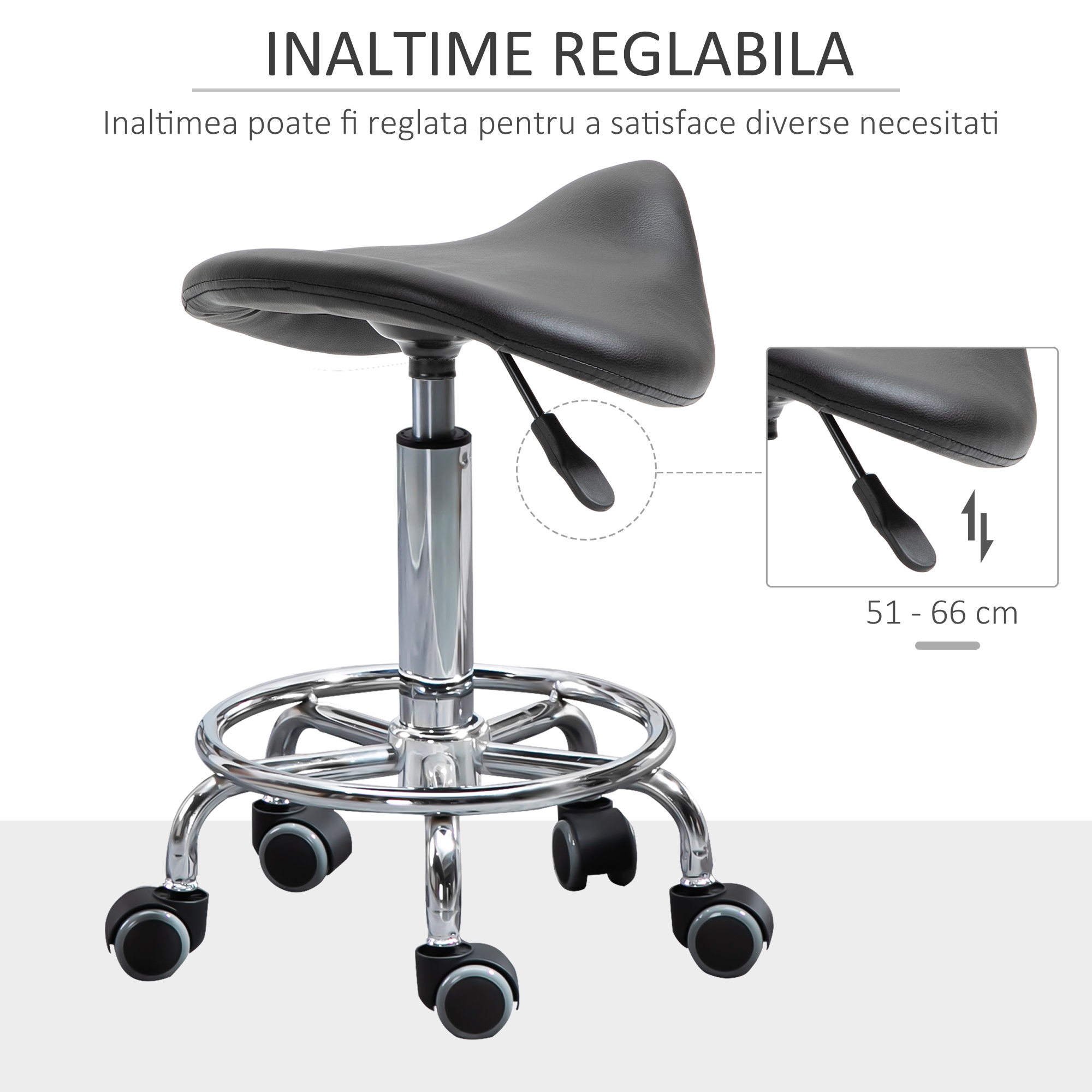  Scaun Ergonomic - Reglabil pe inaltime, Negru cu 5 Roti [2]