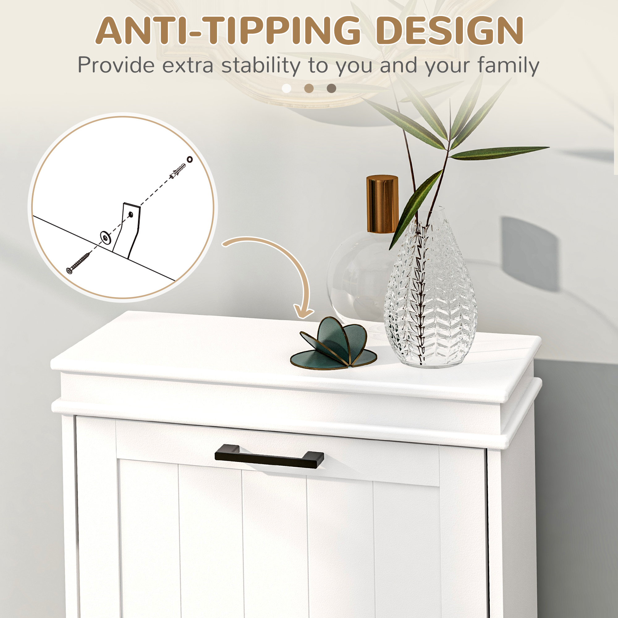  Dulap Modern pentru Pantofi cu 2 Sertare Rabatabile, Capacitate 10 Perechi si Raft Reglabil, 54x24x82,5 cm, Alb [6]