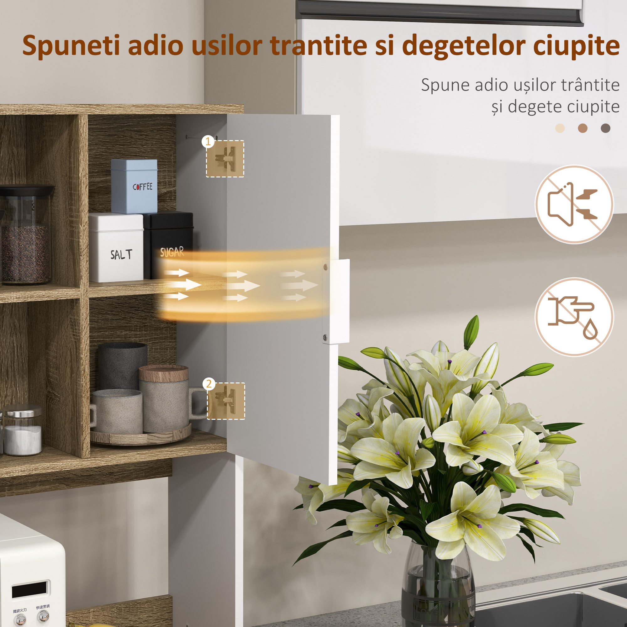  Dulap Modern 180 cm - Cu Usi, Sertare si Rafturi de Depozitare [4]