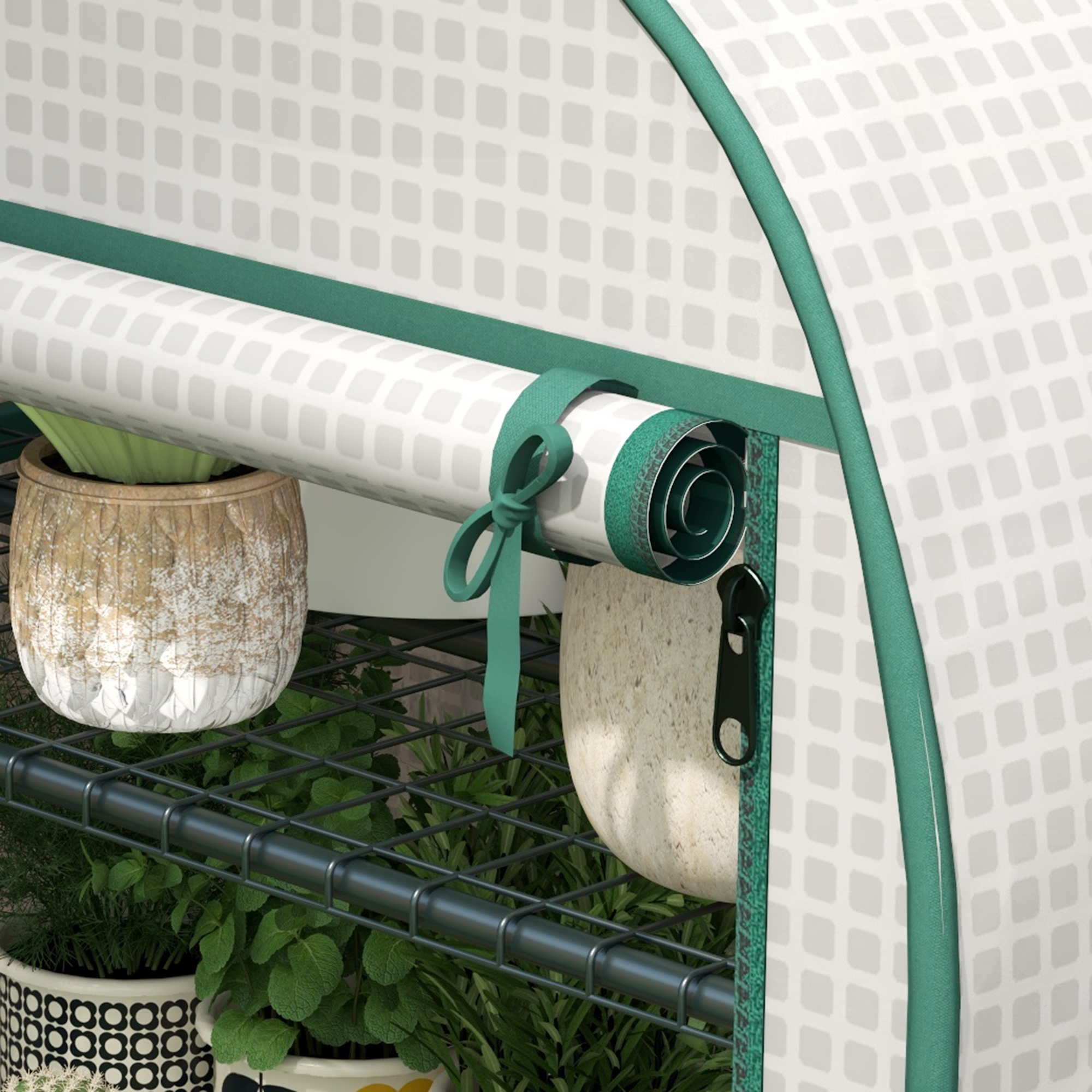  Sera de Gradina Verticala cu 4 Rafturi din Metal si Acoperire din PE, 80x50x160 cm, Alba [7]