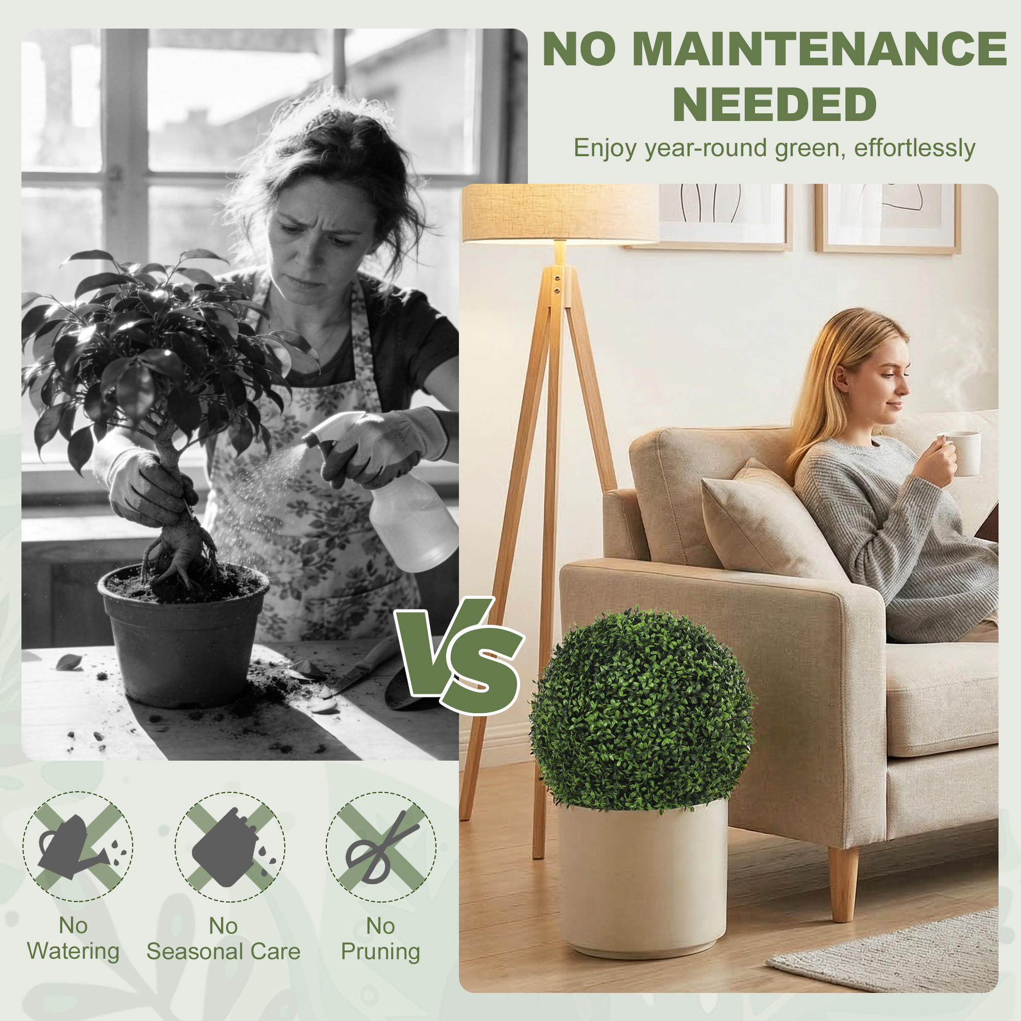  Plante Decorative Artificiale din Buxus cu 682 de Frunze, Rezistente la UV, inaltime 42 cm [6]