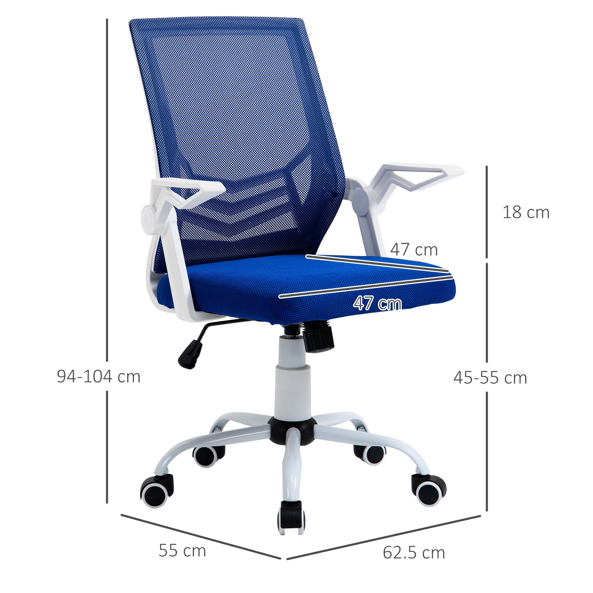  Scaun de Birou Ergonomic cu Suport Lombar din Tesatura Albastra [2]