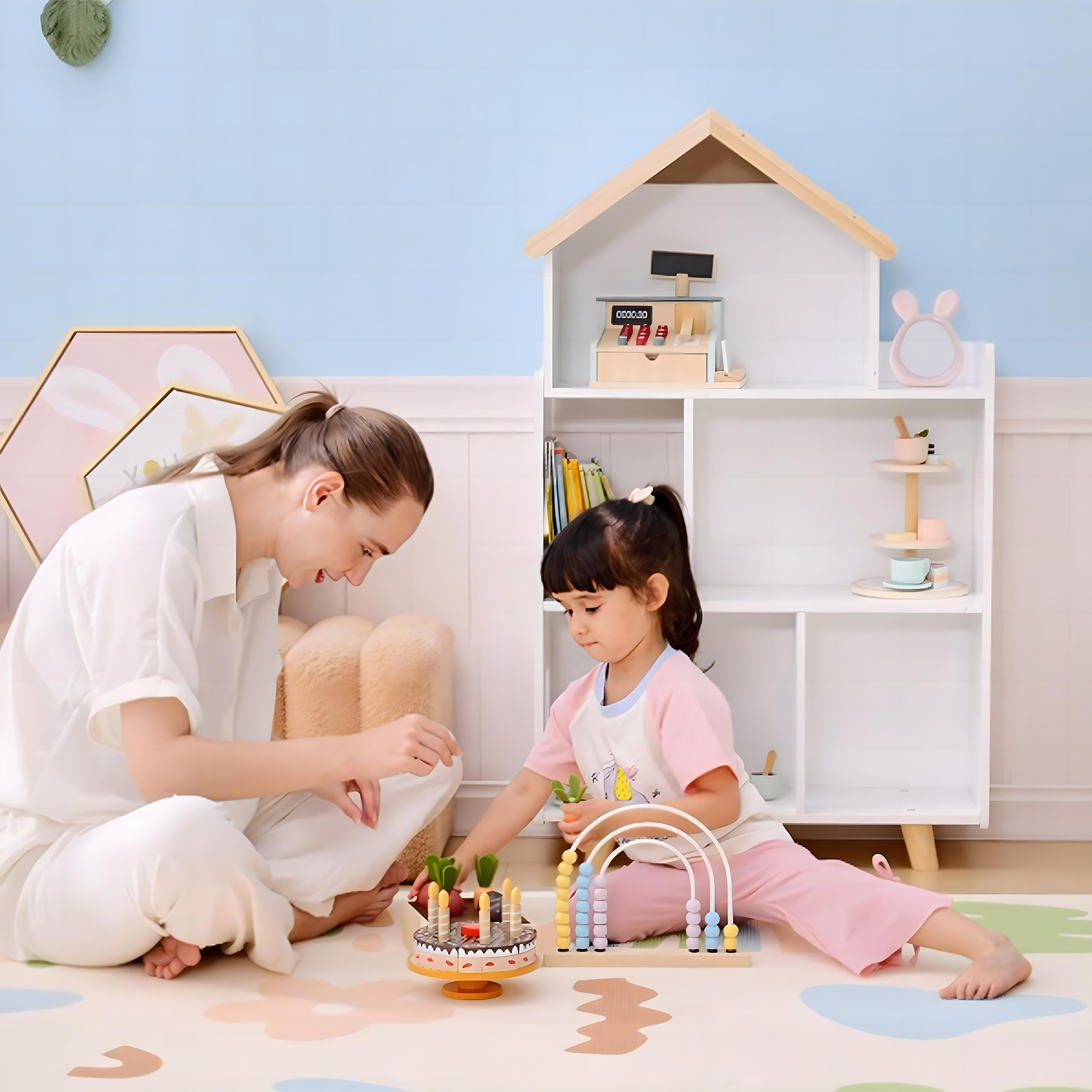  Dulap Organizator Jucarii Copii - 3 Nivele cu Raft Carti [7]