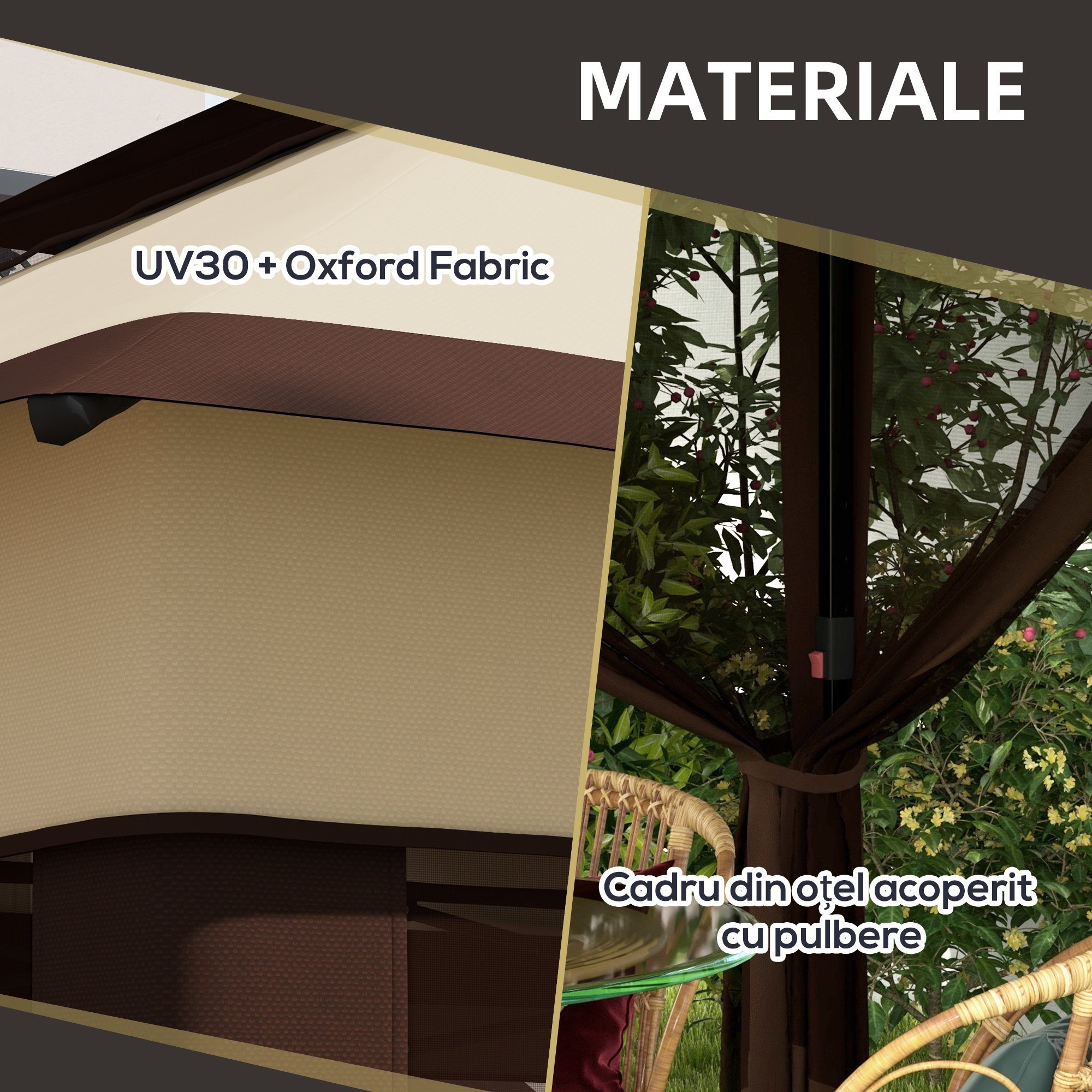  Foisor Pop Up 3 x 3m Cu Plasa, Bej [6]