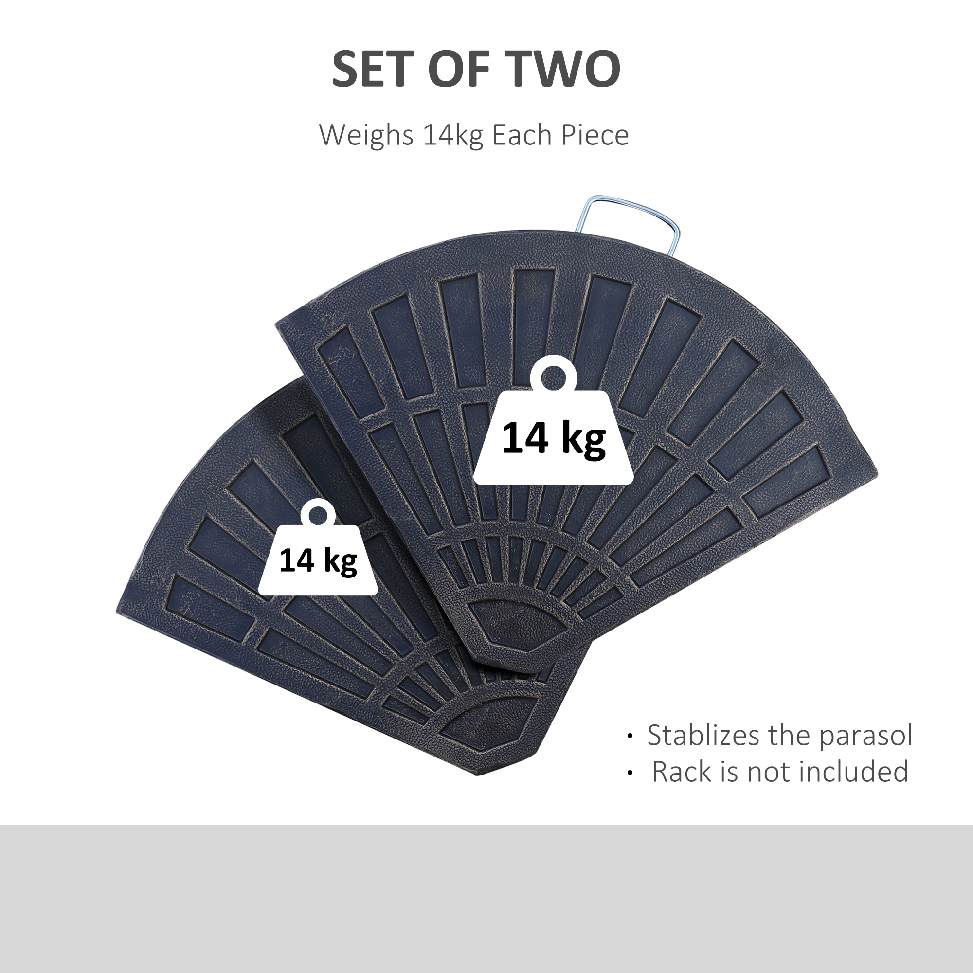  Set 2 Greutaţi pentru Umbrela de 28 kg cu Design in Evantai şi Maner, 66x47x4.2 cm, Bronz [4]