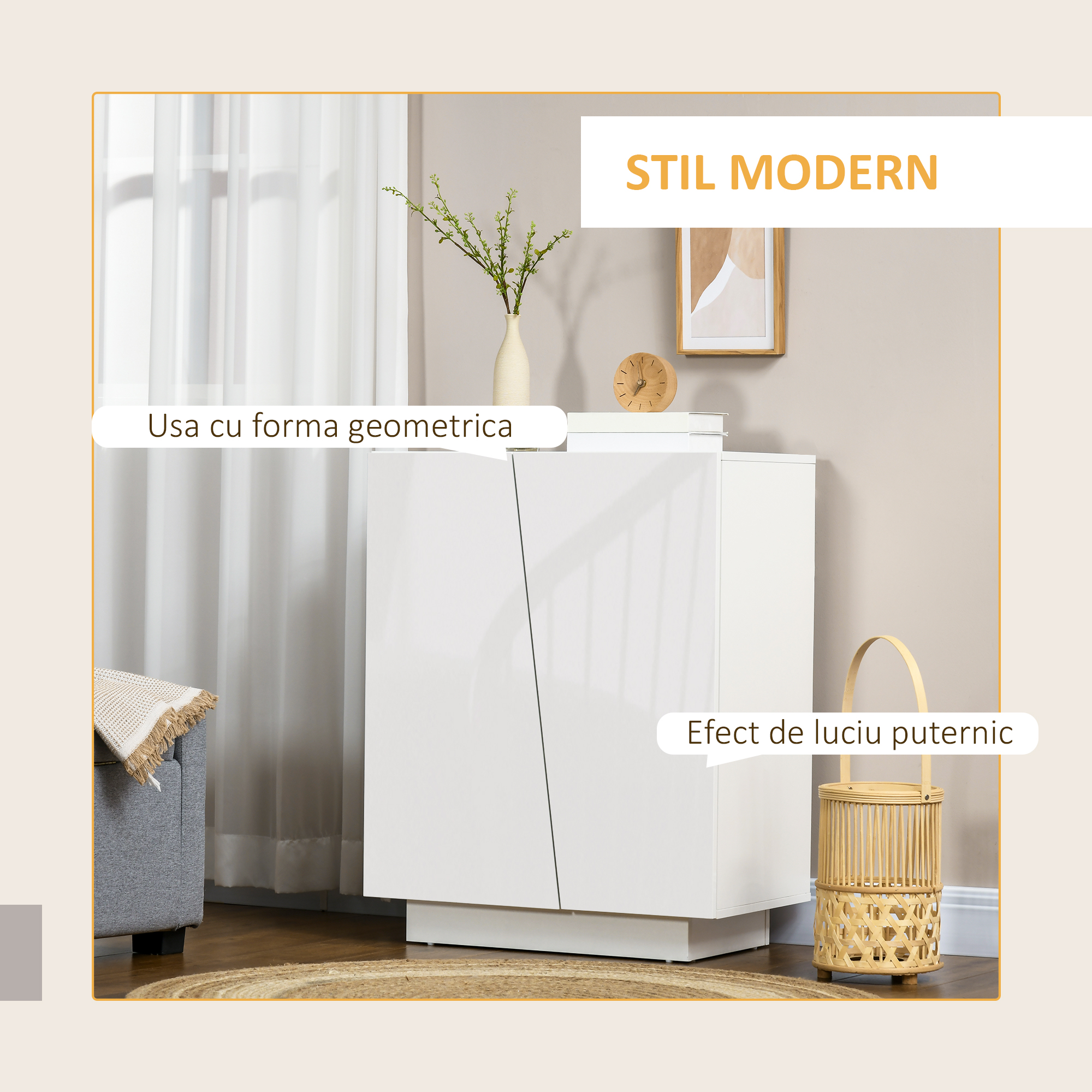  Dulap Alb 70×40×88 cm - Multifunctional cu Polita Reglabila [3]