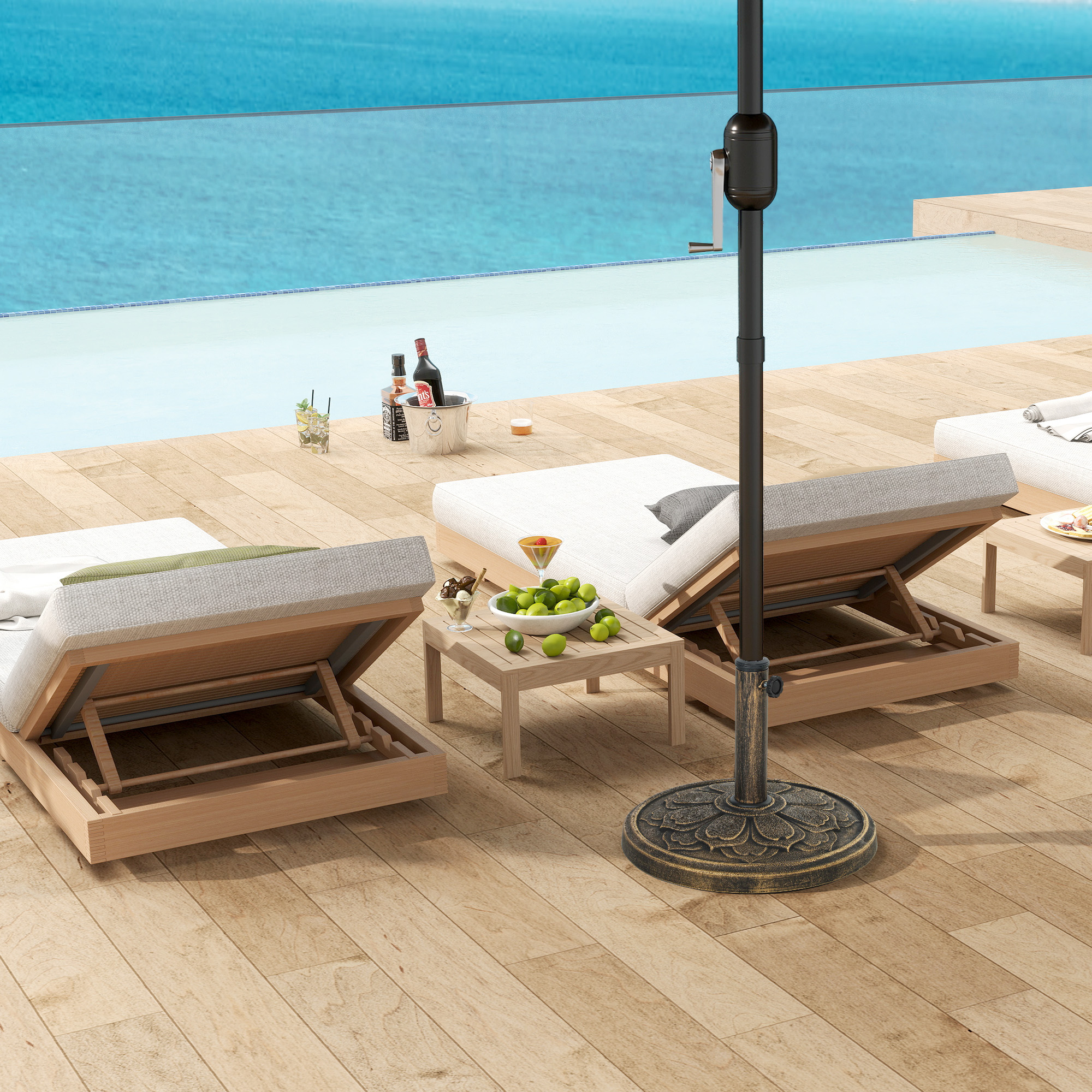  Baza pentru Umbrela de 12 kg cu Maneta Integrata, din Rasina, Metal si Ciment, Ø46x33 cm, Bronz [6]