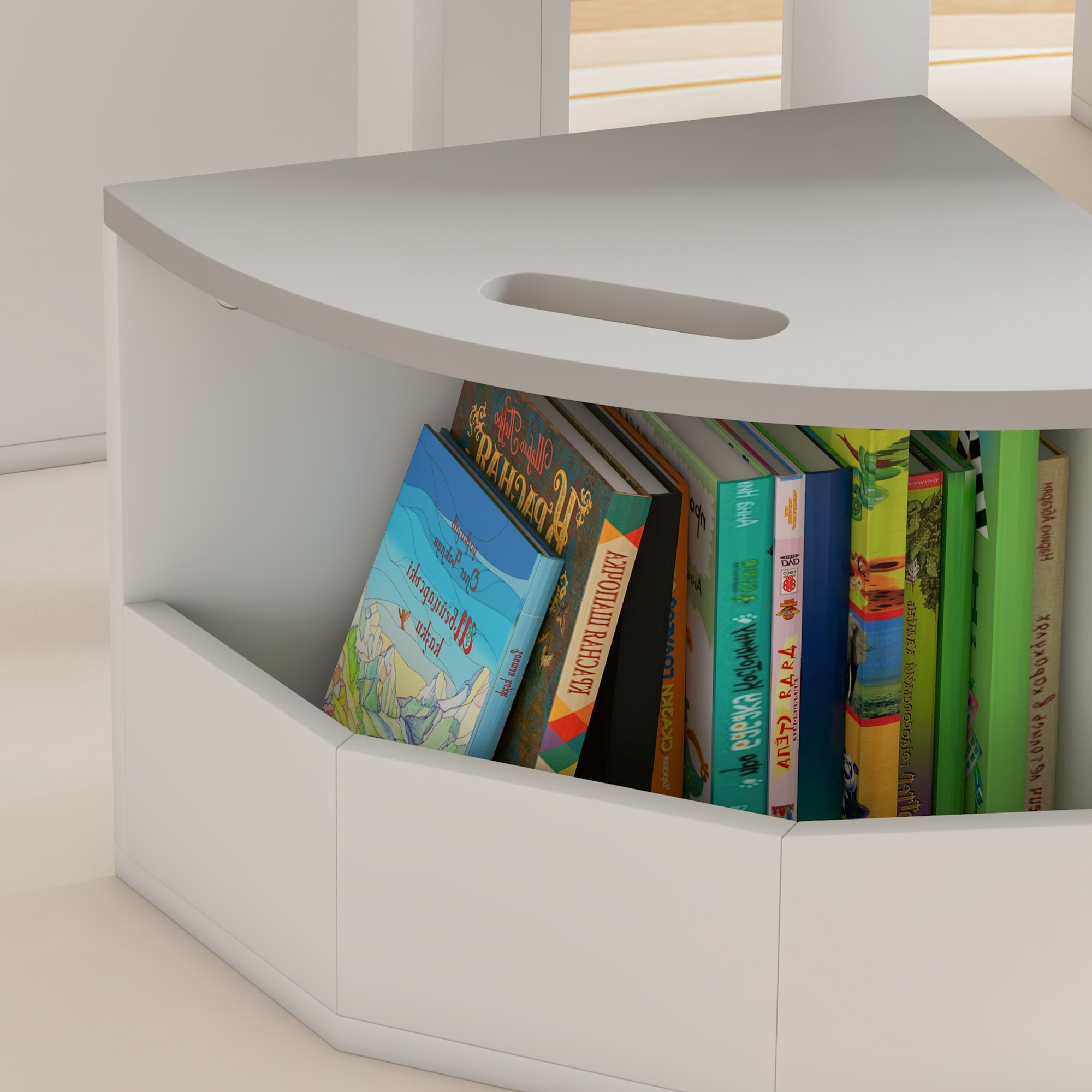  Set Masa si Scaun pentru Copii, Masa si Scaune pentru Copii din 5 Piese cu Depozitare, pentru Clasa, Cresa, Gradinita, 78x78x49 cm, Gri [7]