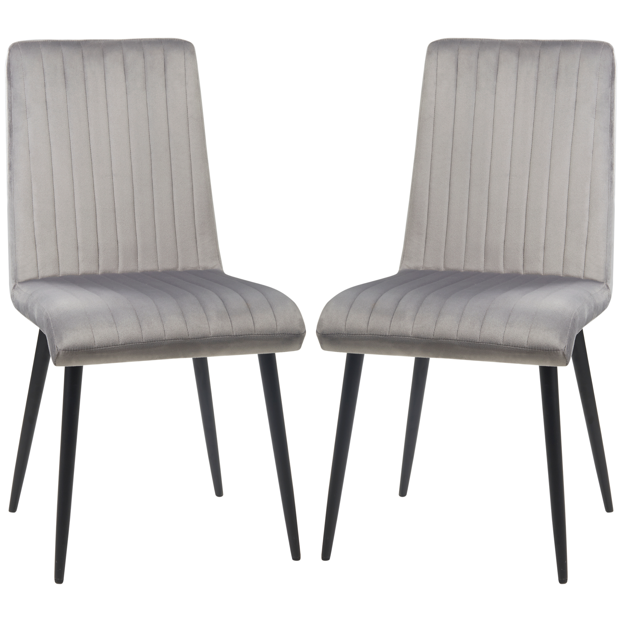 Bucatarie -  Scaune de Luat Masa Set de 2 Scaune de luat Masa, Scaune de Bucatarie Moderne din Tesatura de Catifea cu Spatar cu Canale si Picioare din Otel pentru Camera de Luat Masa, Camera de Zi, Gri