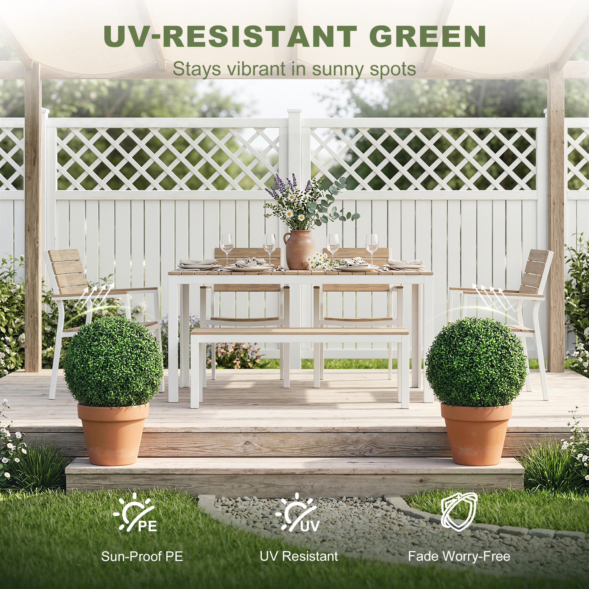  Plante Decorative Artificiale din Buxus cu 682 de Frunze, Rezistente la UV, inaltime 42 cm [4]