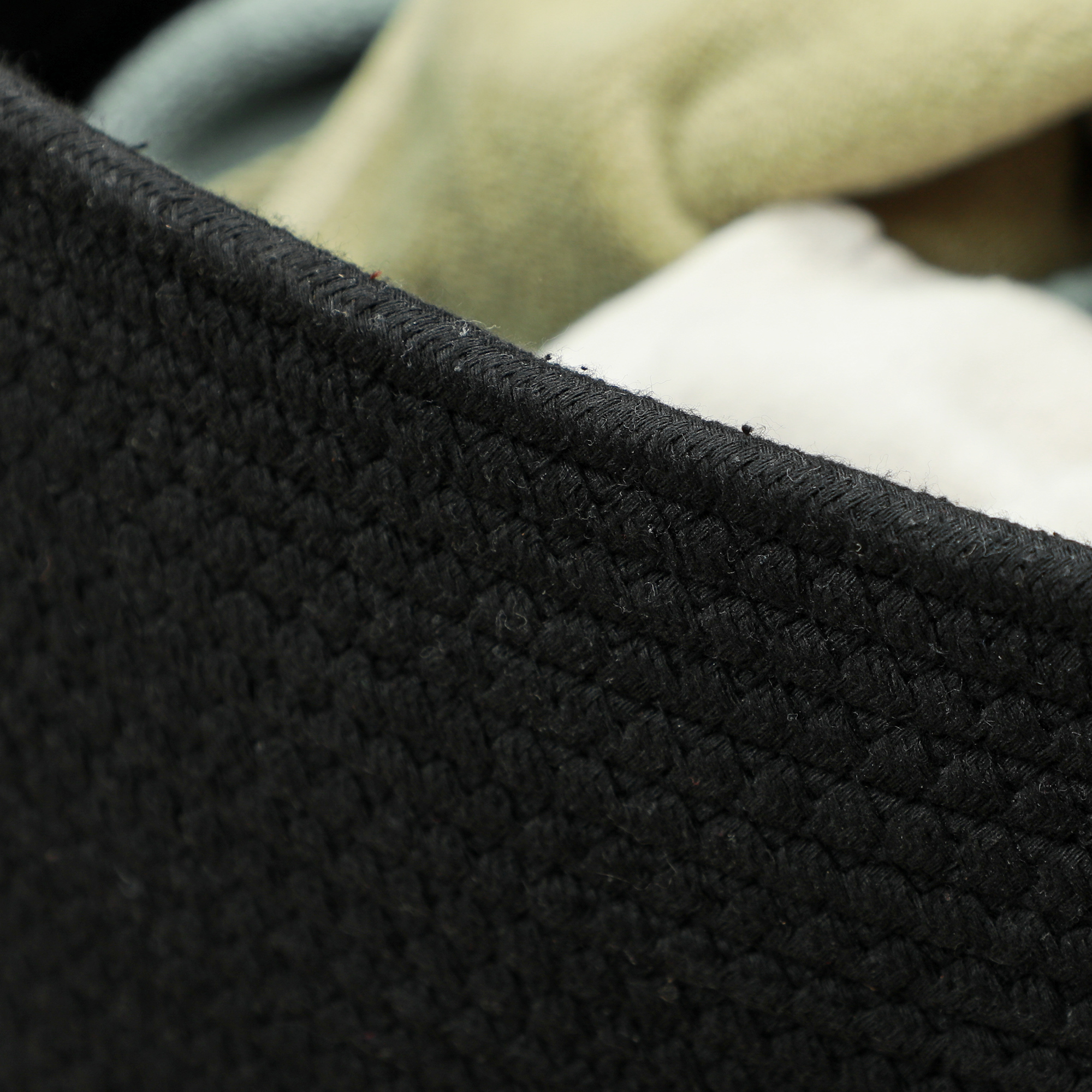  Cos pentru rufe de 88L portabil si pliabil cu manere din bumbac natural, Ø56x35.5 cm, negru [8]