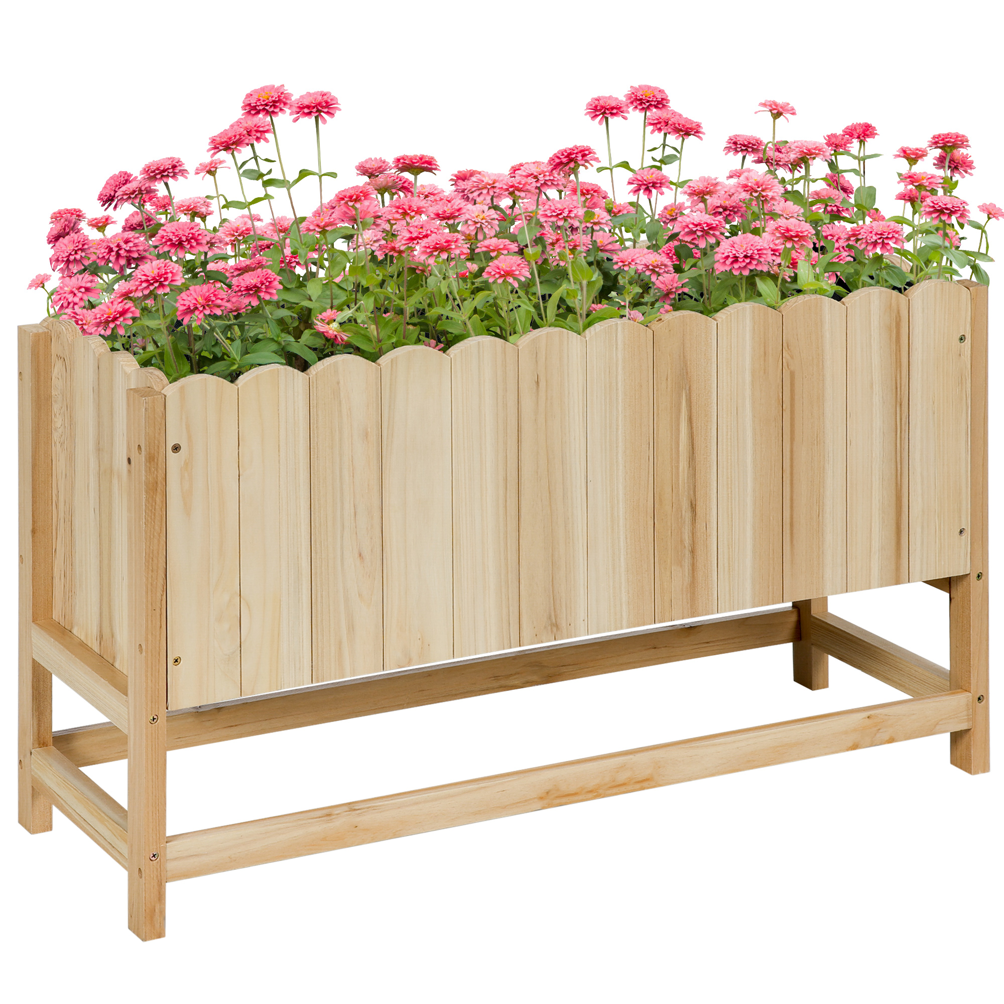 Living & hol -  Jardiniera pentru exterior, verticala si de dimensiuni reduse din lemn de brad cu orificiu de scurgere si protectie interioara, 86x30x50 cm, culoarea lemnului