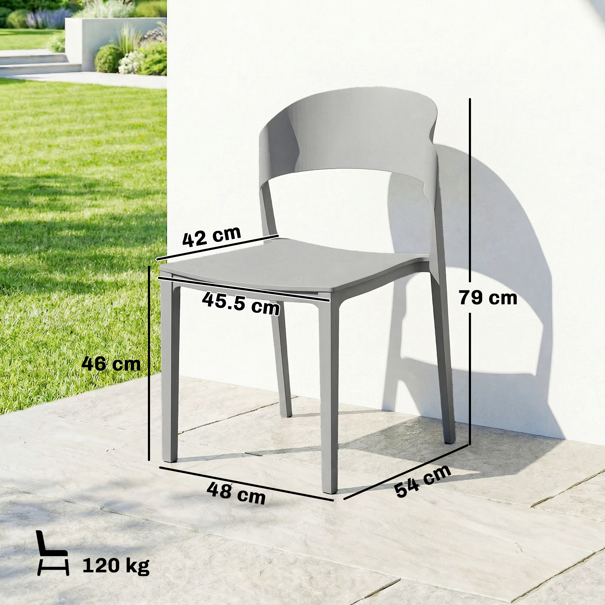  Set 4 Scaune Gradina , Stivuibile, Structura pp Potrivite pentru Toate Sezoanele [2]
