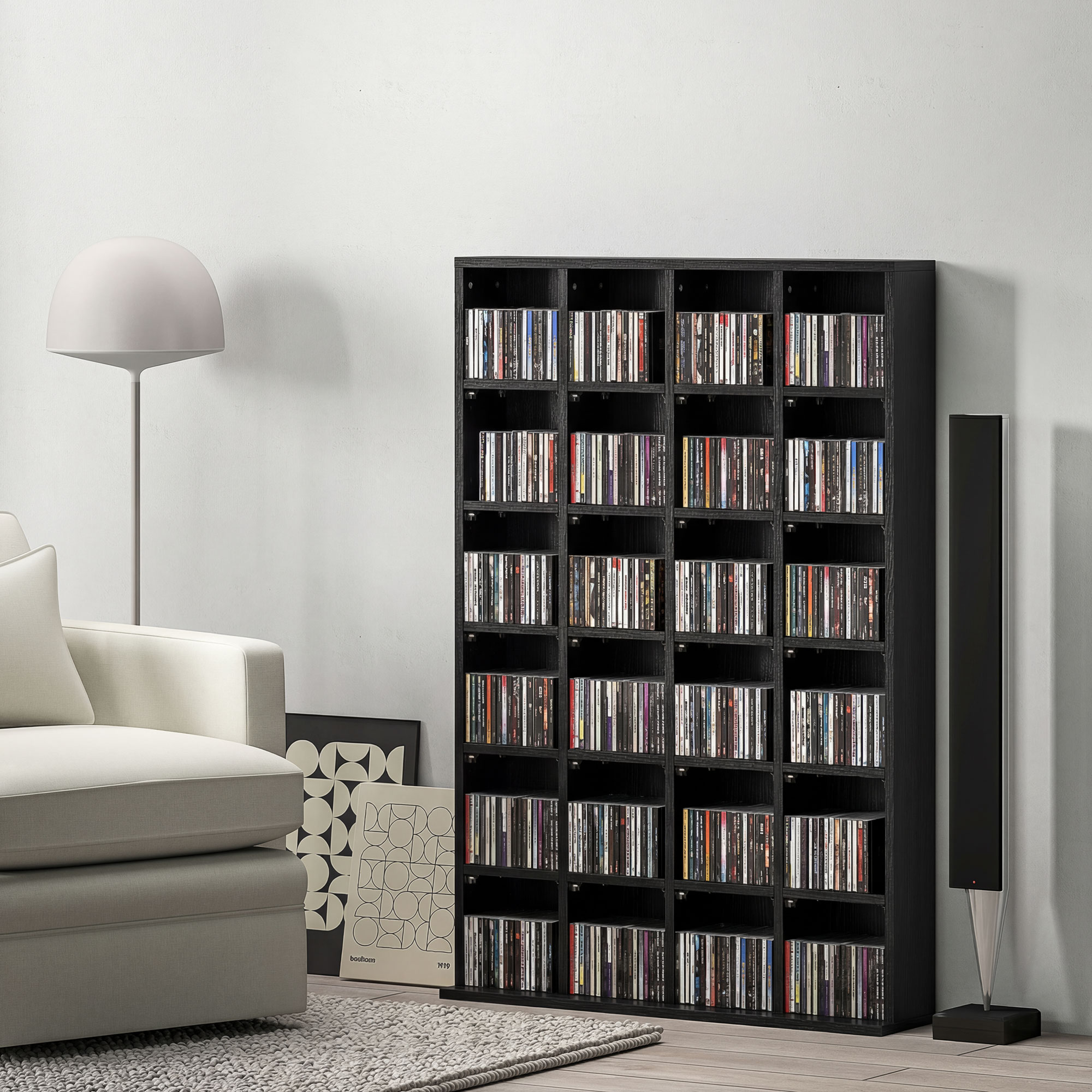  Dulap pentru CD-uri pentru 456 CD-uri sau 336 DVD-uri, 24 Compartimente, 89x20x130.5 cm Negru [1]
