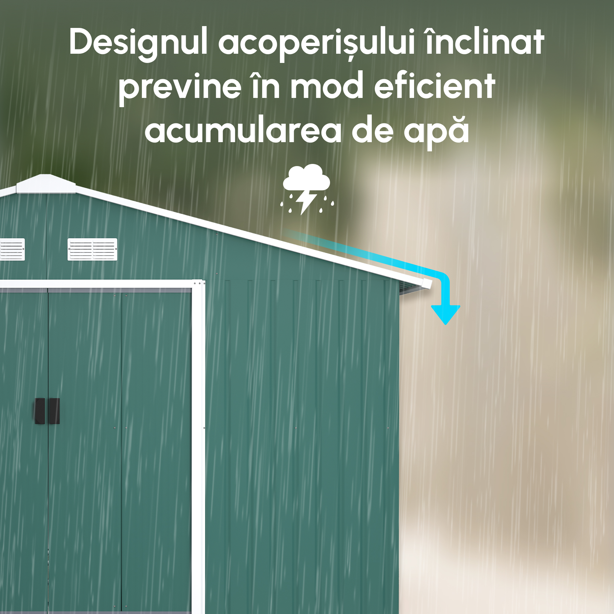  Magazie Unelte din Otel Galvanizat, Anti Rugina 3.4 x 3.86 x 2 m, verde [5]