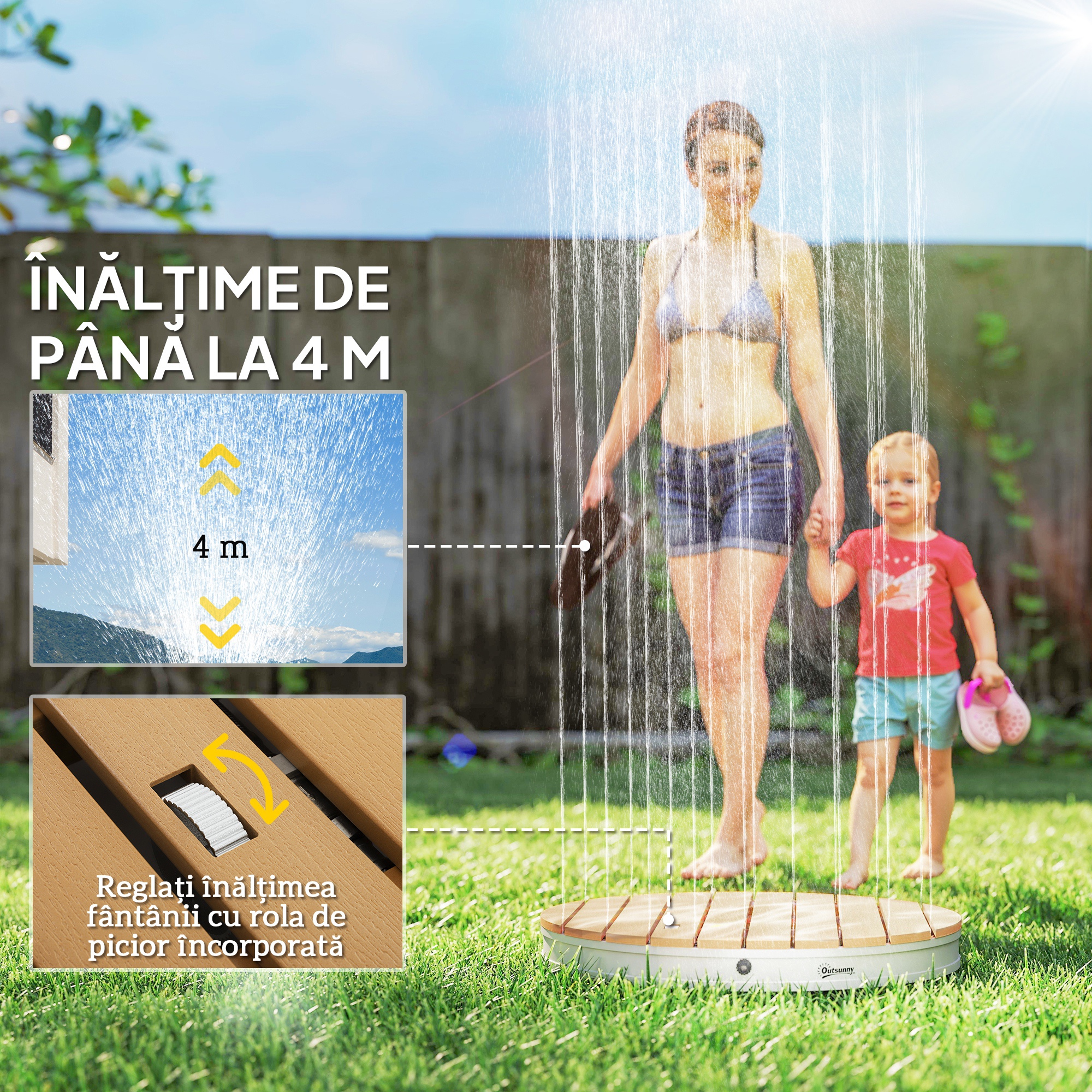  Dus de Gradina Portabil cu inaltime Pana la 4 m si Jeturi de Apa Reglabile, Efect de Lemn [4]