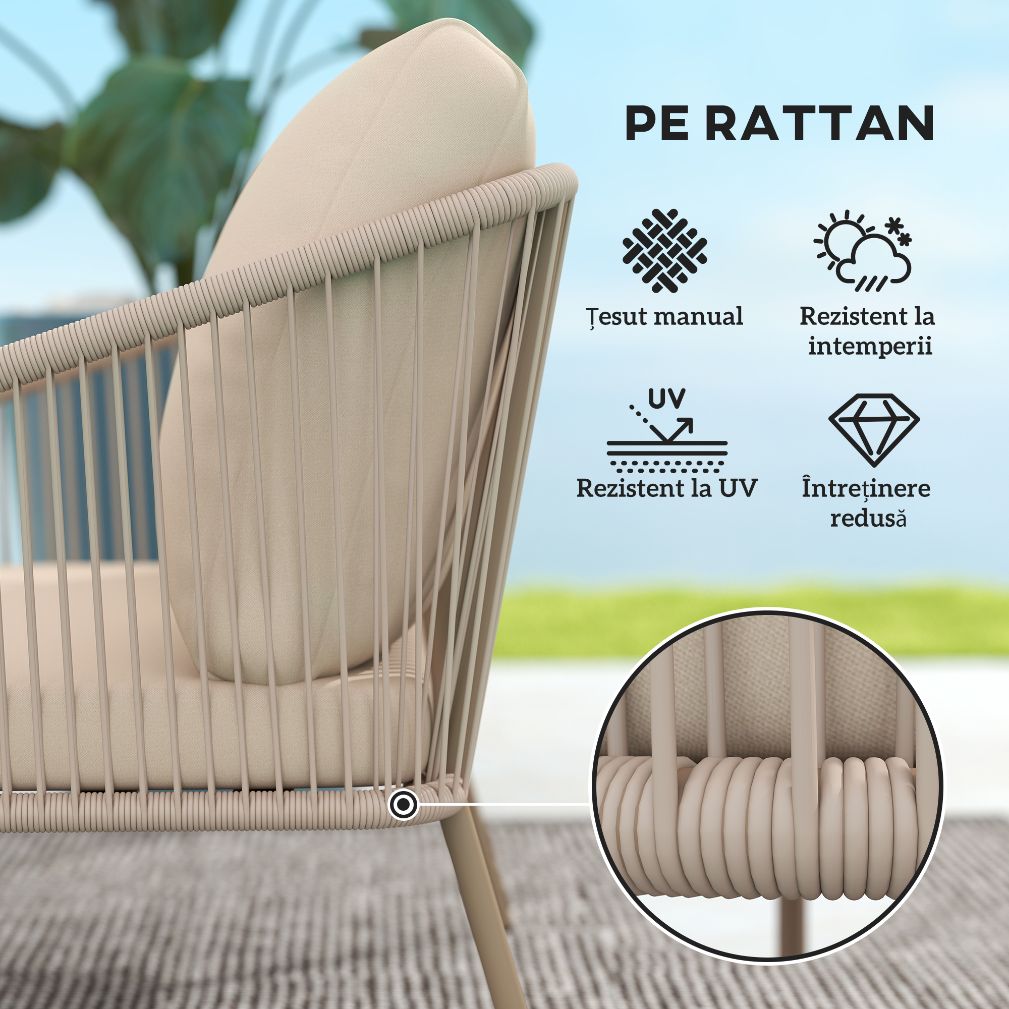  Canapea de Gradina cu 2 Locuri, Perne Detasabile, Brate si Cadru din Otel, 112x72x76 cm, Verde [4]