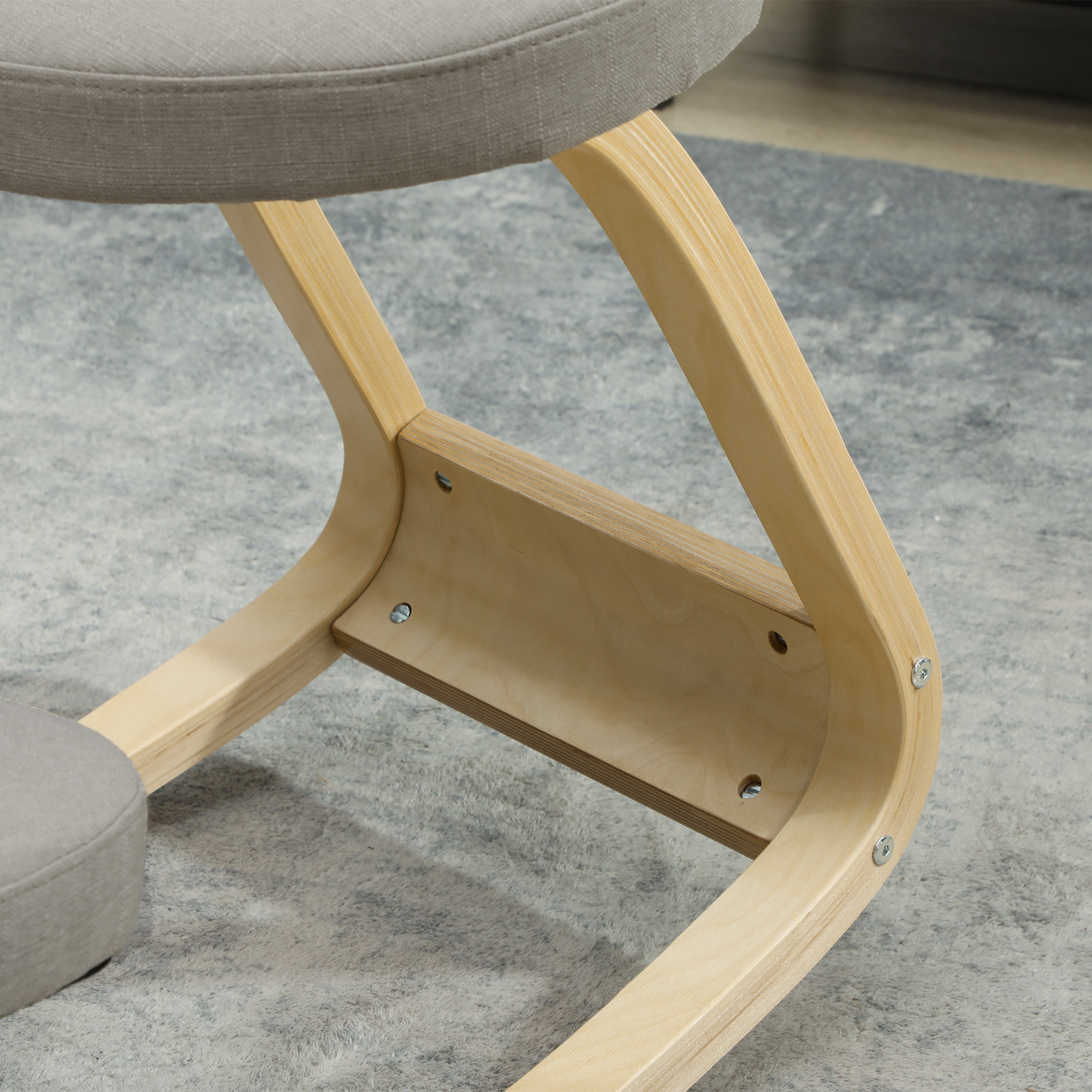  Scaun cu Genunchii cu Miscare de Balans, din tesatura si Lemn de Mesteacan, 50x73x55 cm, Gri [8]