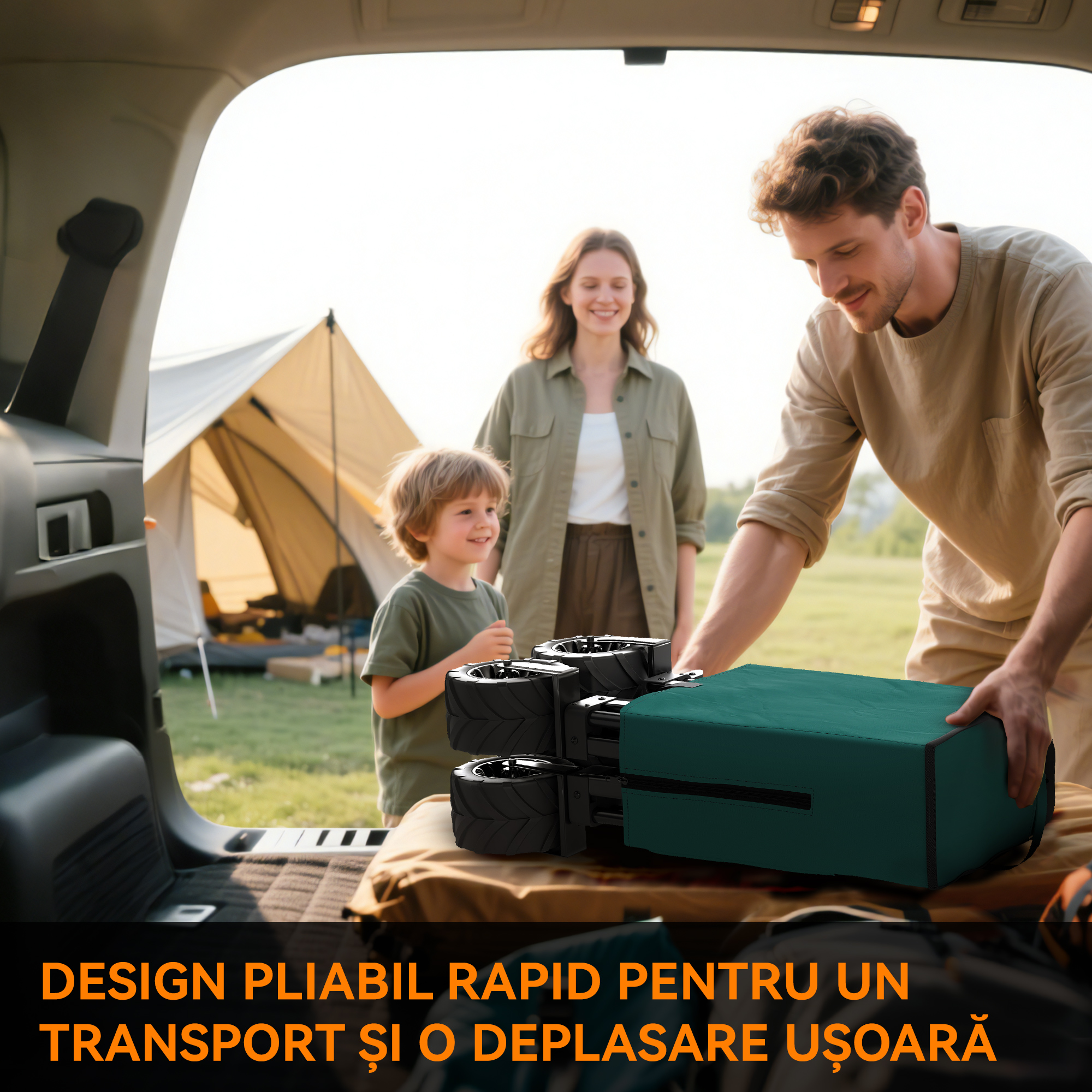  Carucior de Gradina cu Maner Telescopic, Carucior pentru Transport Obiecte pana la 70 kg, 108x55 cm, Verde [5]