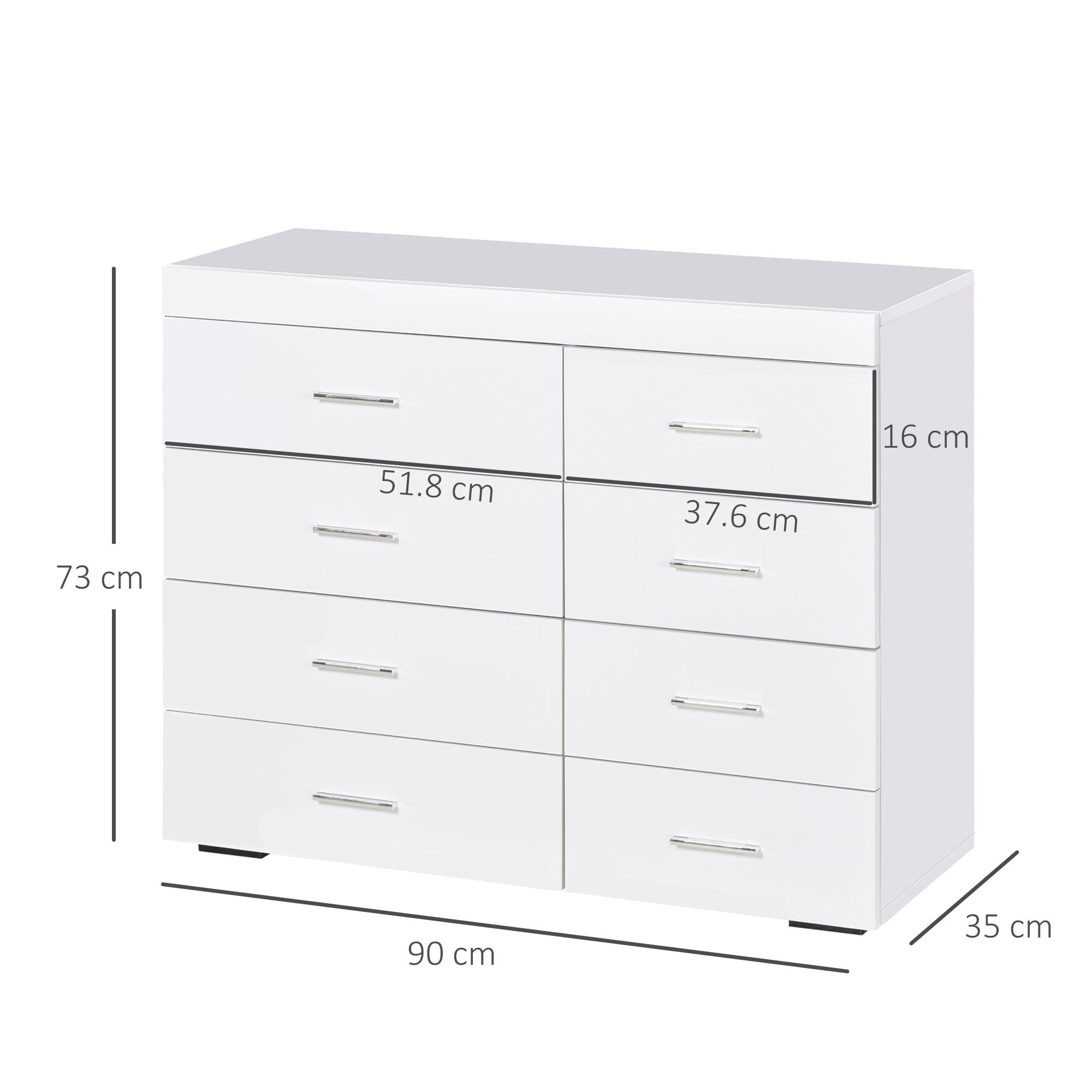  Comoda pentru Casa si Birou in Lemn, Alb, 90x35x73cm [2]