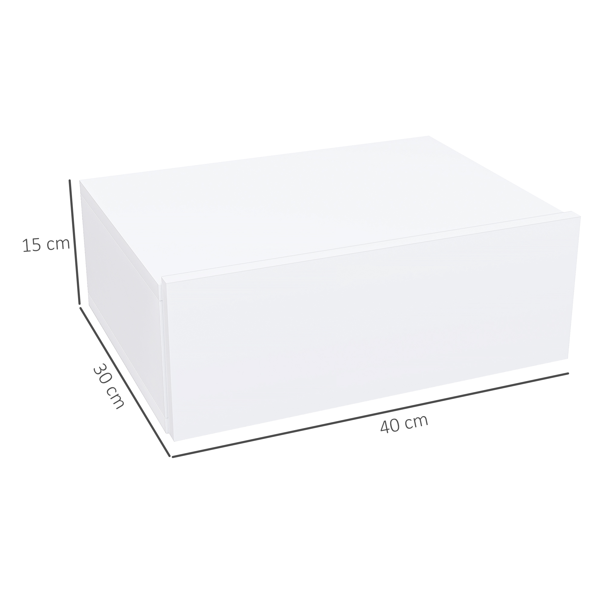  Noptier Suspendat Modern cu Sertar, din Lemn, 40x30x15 cm, Alb [2]