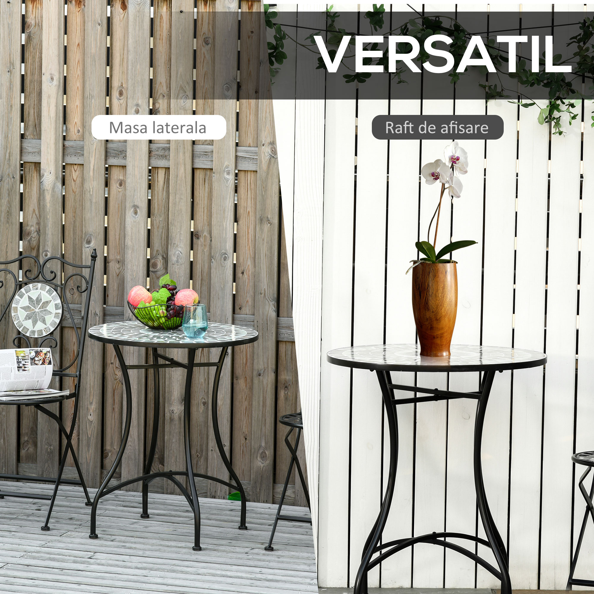  Masuta de Gradina si Exterior din Metal si Ceramica Neagra [5]