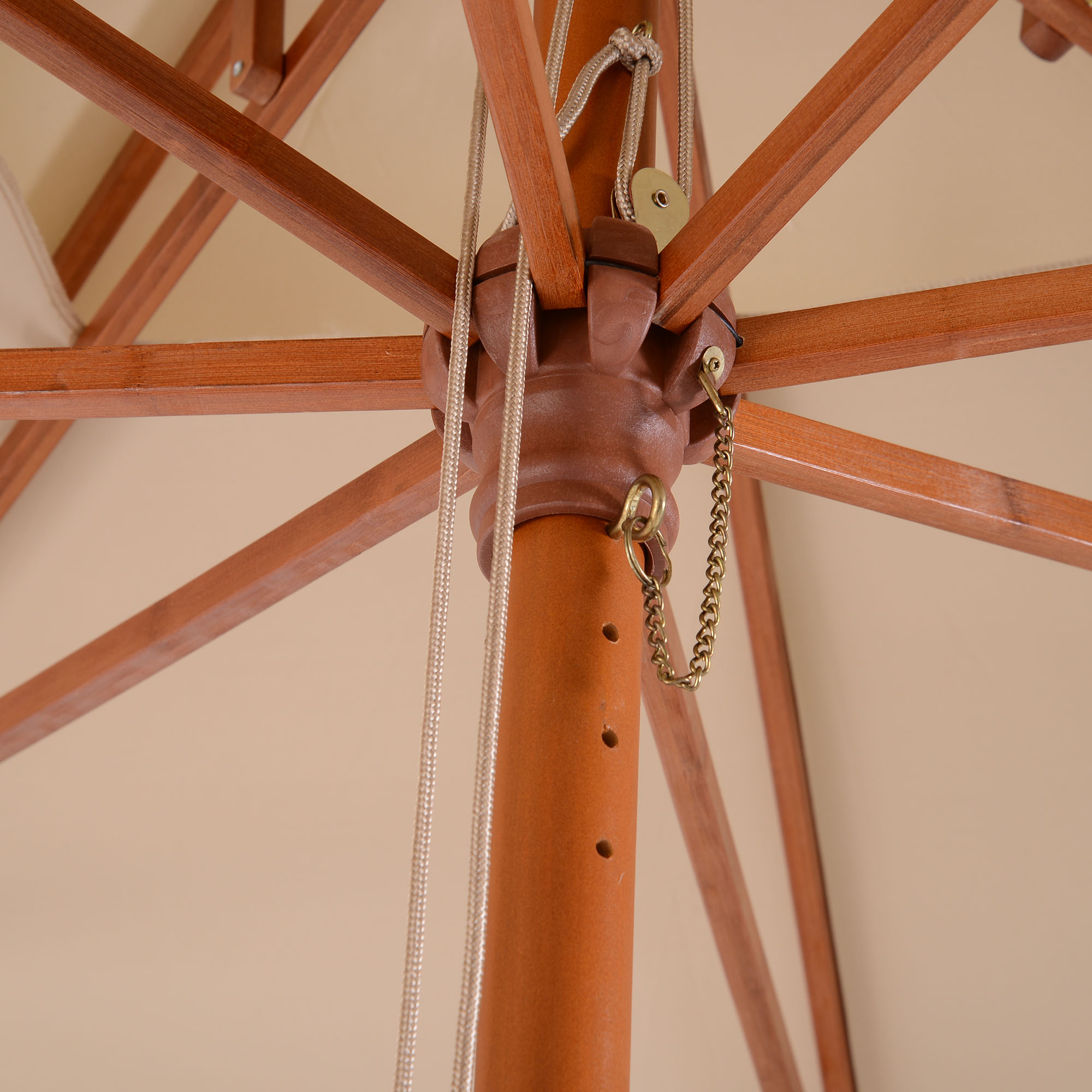  Umbrela de Soare de Gradina Acoperis Dublu , Bambu si Poliester,Crema, 3x3m [7]