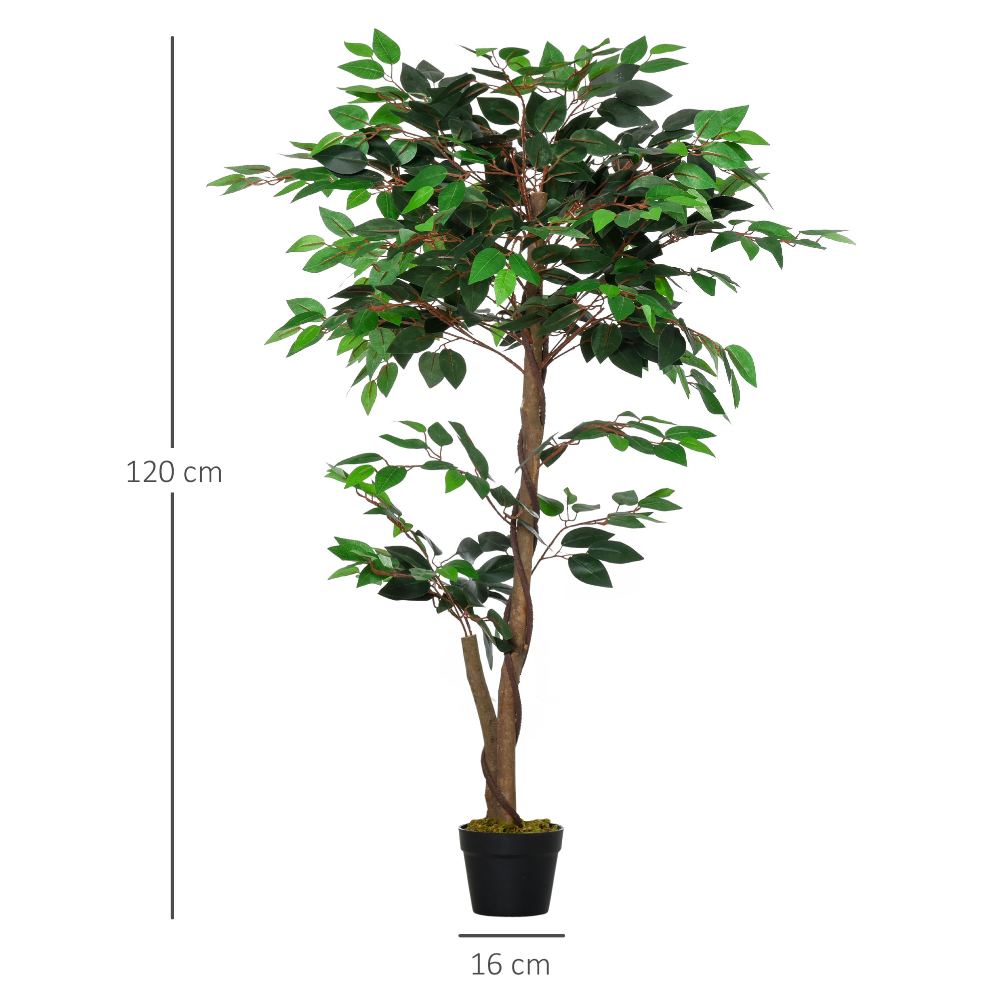 Planta Artificiala  Arbore de Ceai cu 546 de Frunze Realistice si Ghiveci din Ciment 120 cm Verde [2]
