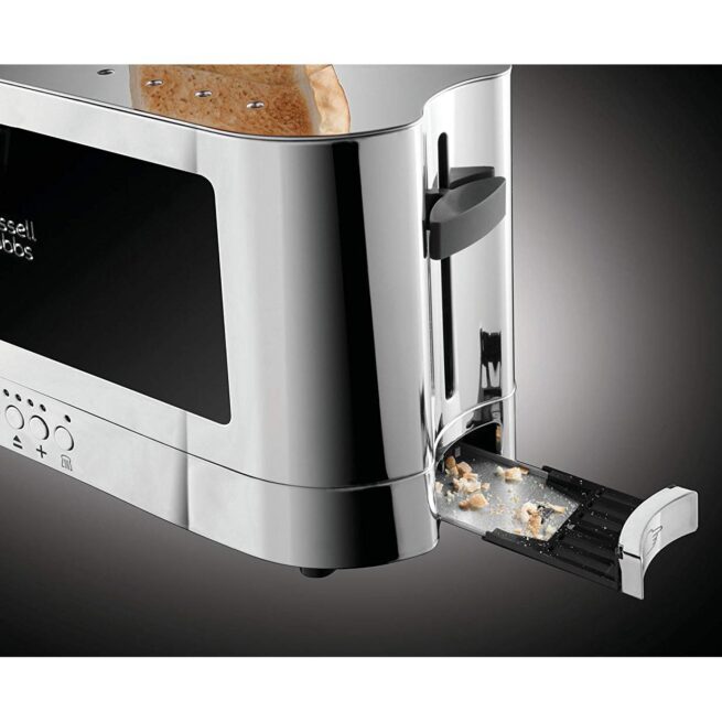 Prajitor de paine Russell Hobbs Elegance, 2 fante, gratar chifle, tava firimituri detasabila, design elegant, argintiu [10]