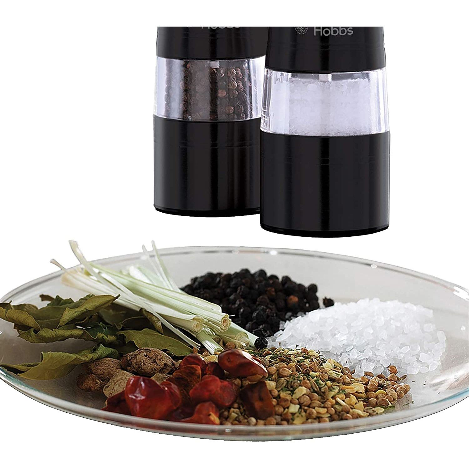 Set rasnite electrice Russell Hobbs, sare si piper, mecanism ceramica, iluminare LED, baterii incluse, negru [2]