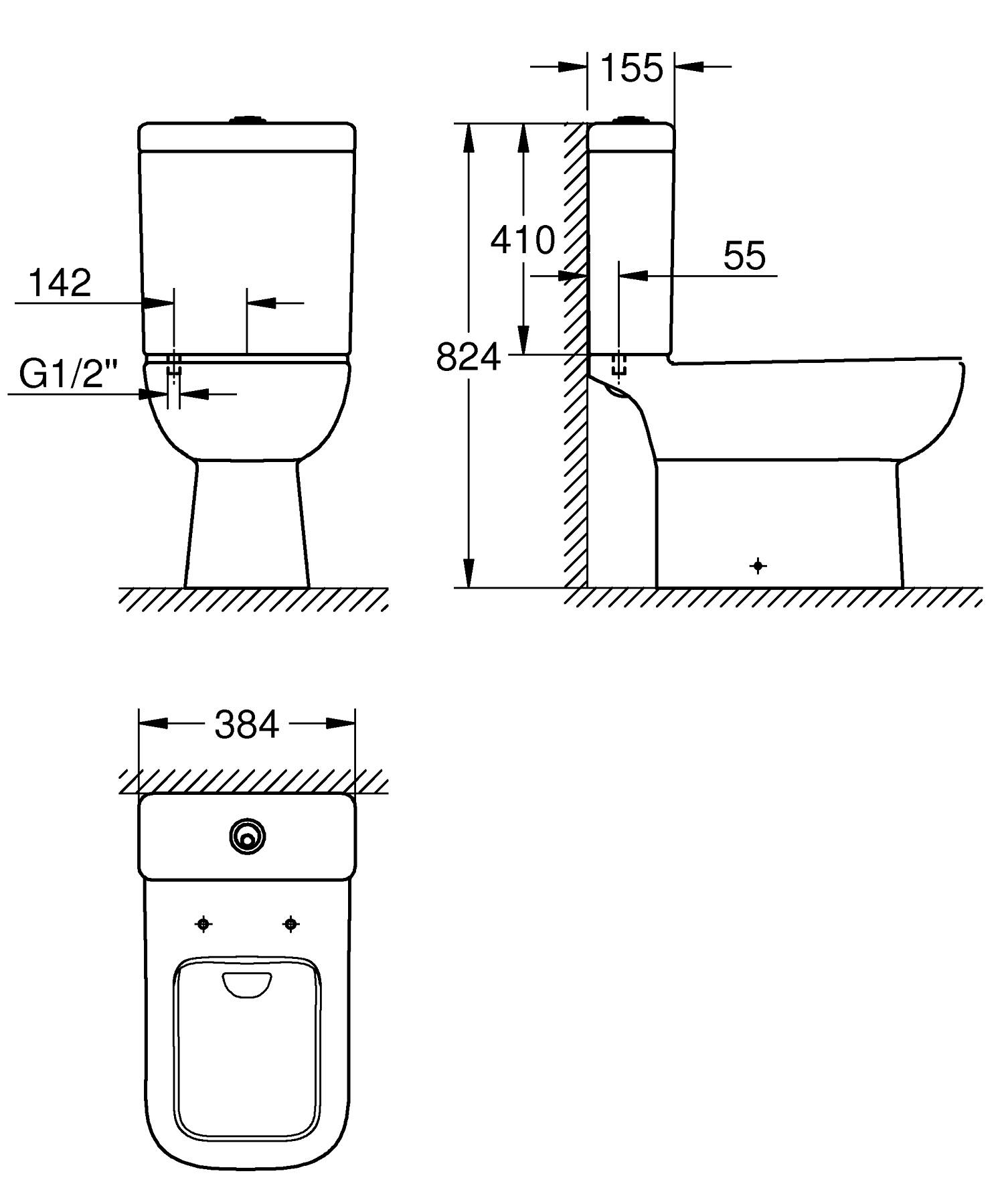 Rezervor WC Grohe 39861000, BauEdge, montaj pe wc, zona montaj interior, dubla spalare, zona alimentare inferioara, alb [9]