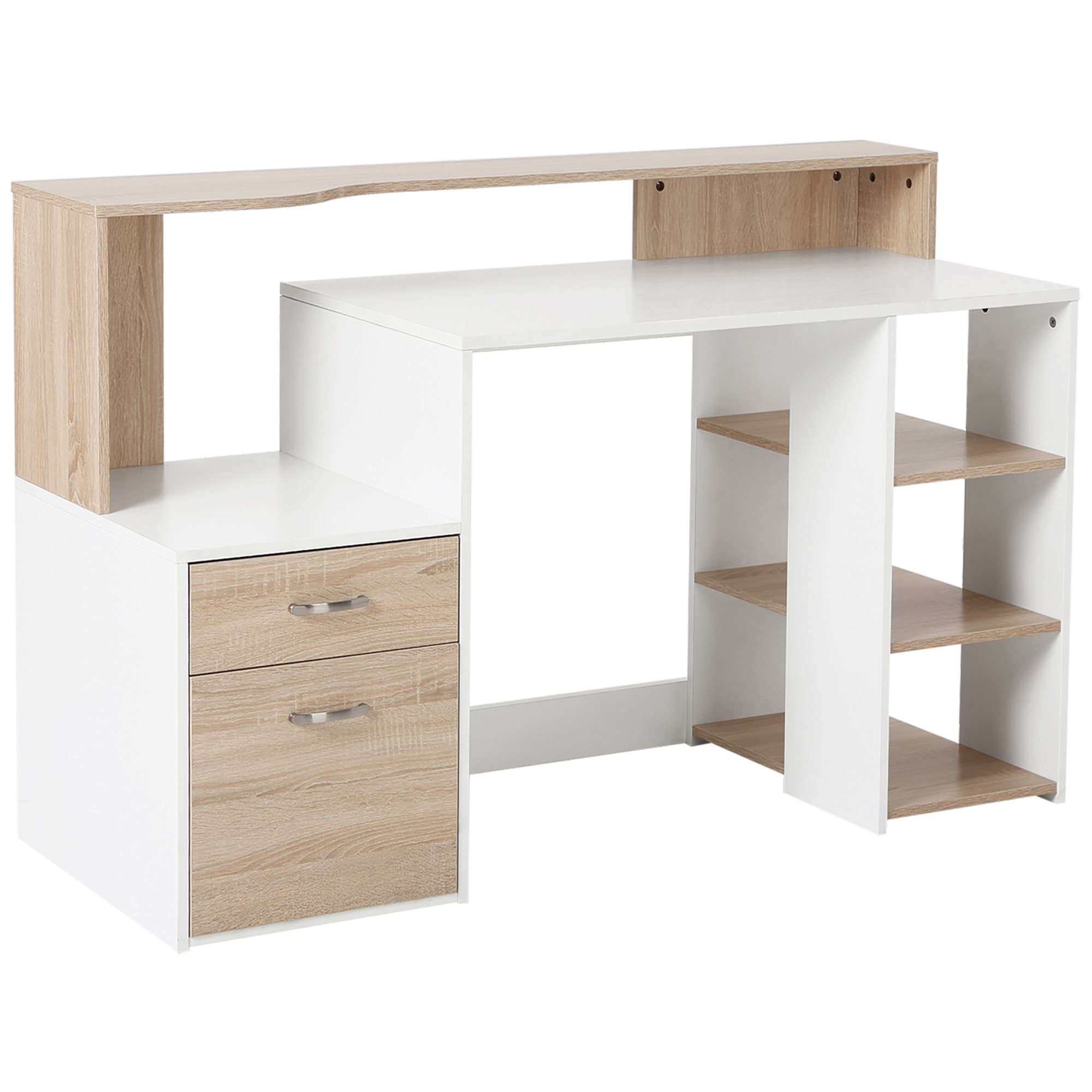 Dormitor & birou -  Masa de Birou Moderna pentru Computer cu Rafturi din Lemn MDF, 140x55x92 cm